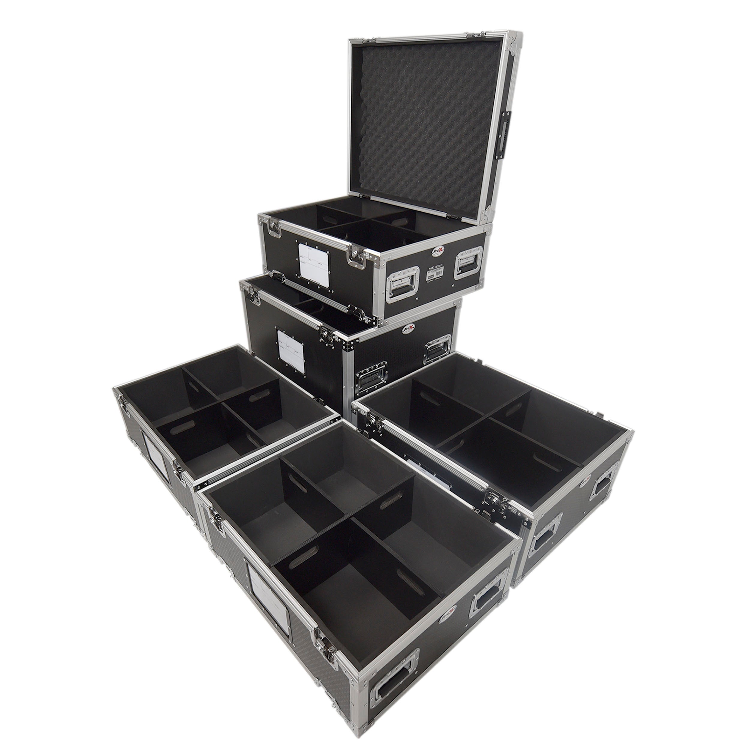 ProX 5 Tier TruckPax Utility ATA Flight Case Truck Storage Road Case with Dividers and 4" in casters – 24"x30"x68" Ext