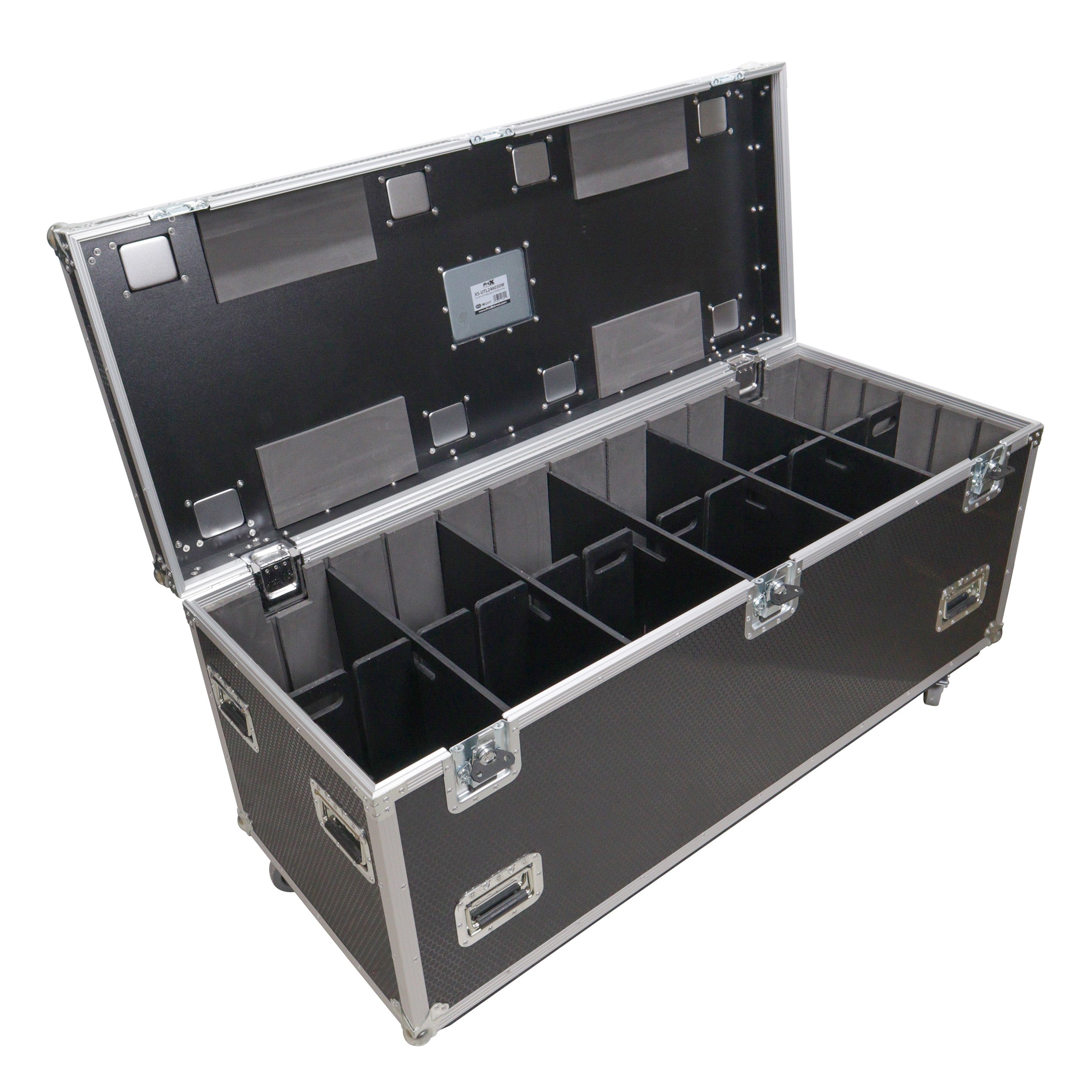 ProX TruckPax Utility ATA Flight Case Truck Storage Road Case with Dividers Tray and 4" in casters - 24"x60"x30" Ext