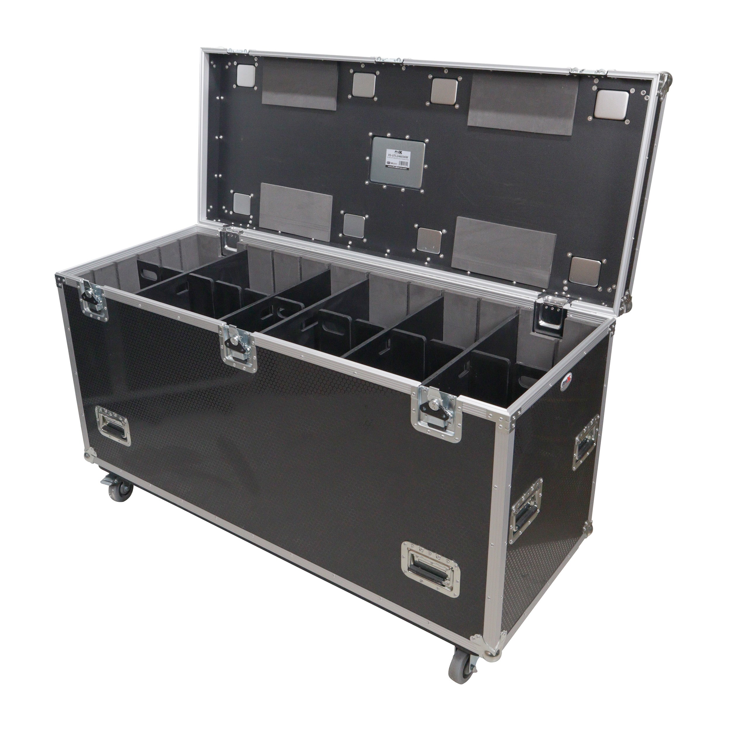 ProX TruckPax Utility ATA Flight Case Truck Storage Road Case with Dividers Tray and 4" in casters – 24"x60"x36" Ext