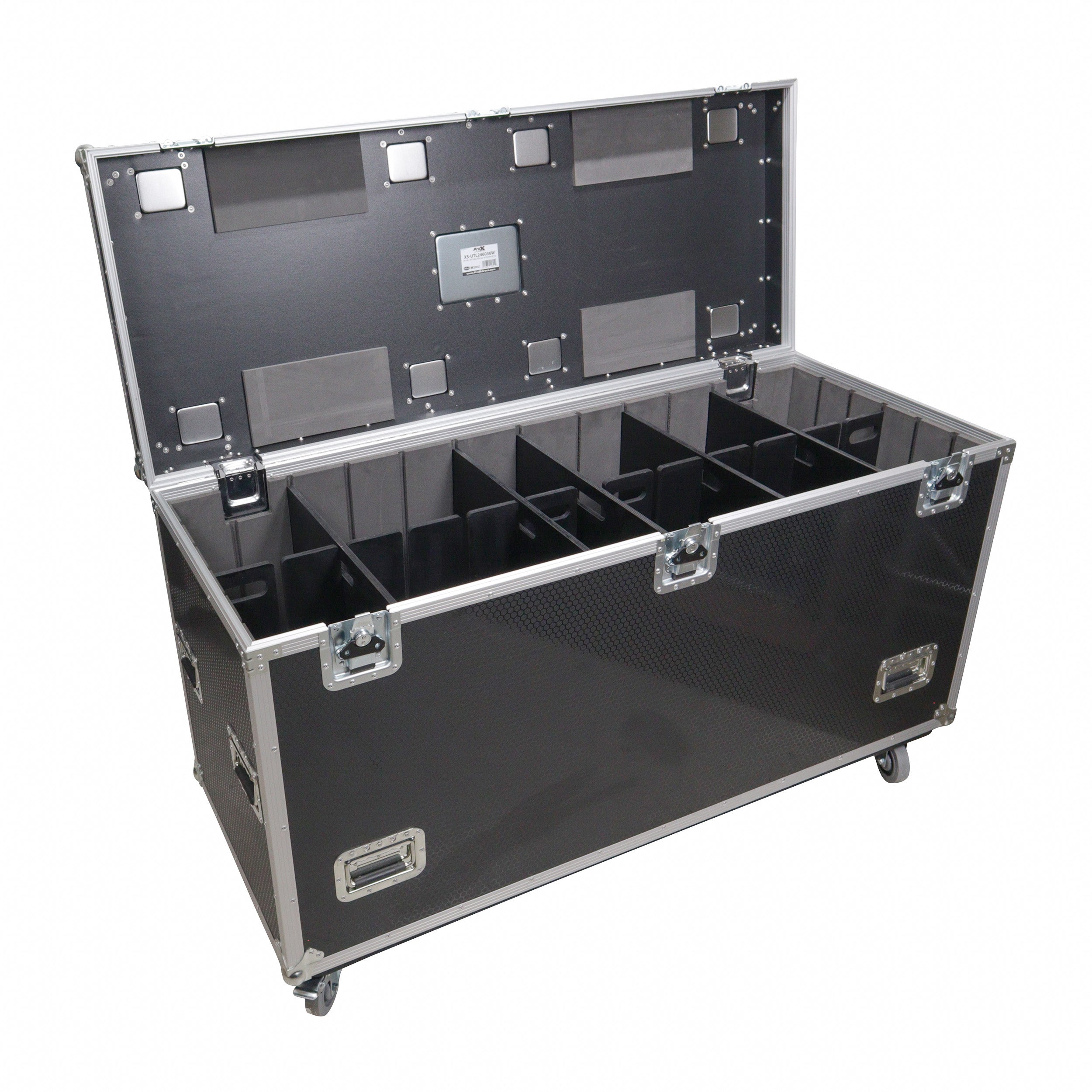 ProX TruckPax Utility ATA Flight Case Truck Storage Road Case with Dividers Tray and 4" in casters – 24"x60"x36" Ext