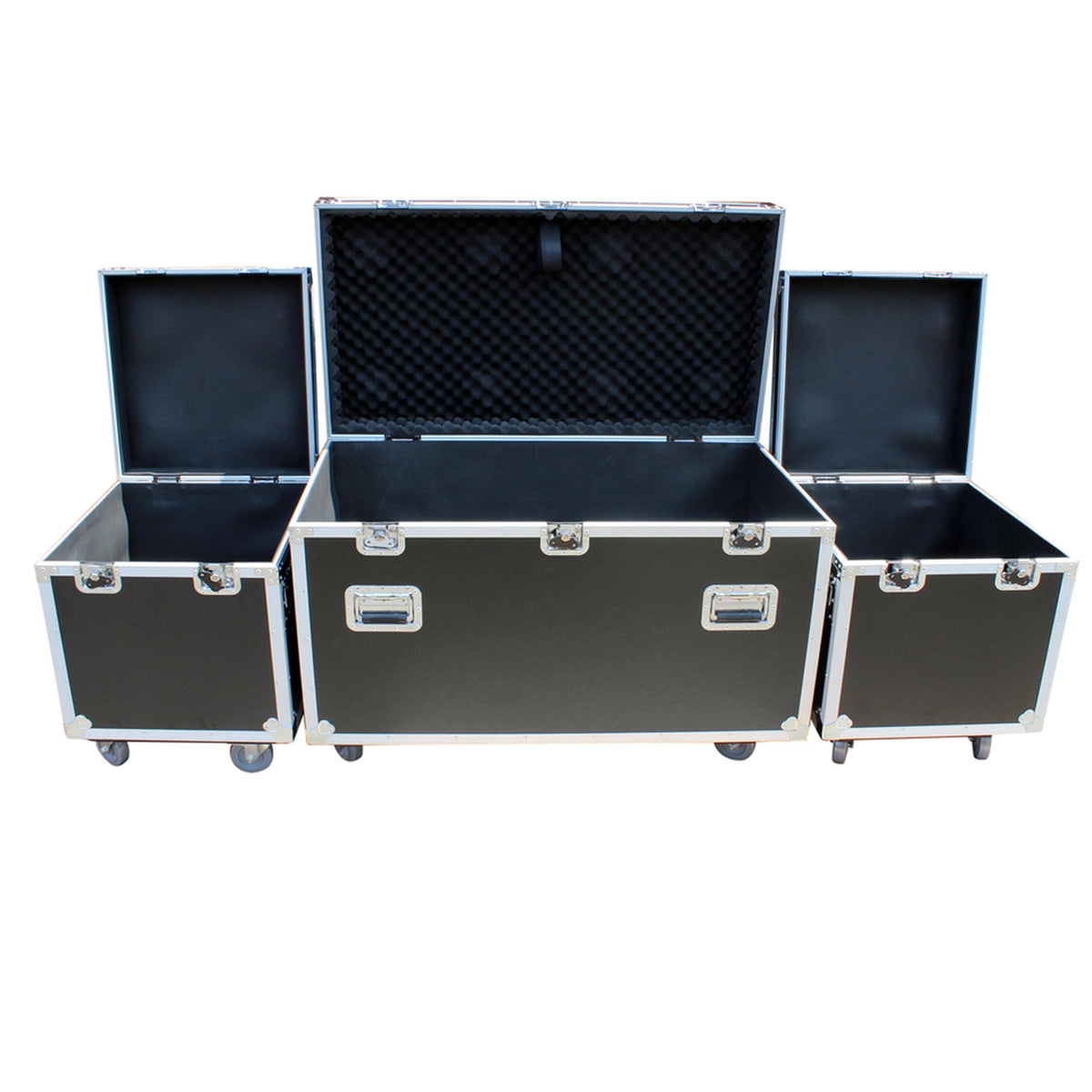 ProX Package of 3 Utility ATA Flight Travel Storage Road Case – Includes 1-Large and 2-Half Size with 4" Casters.