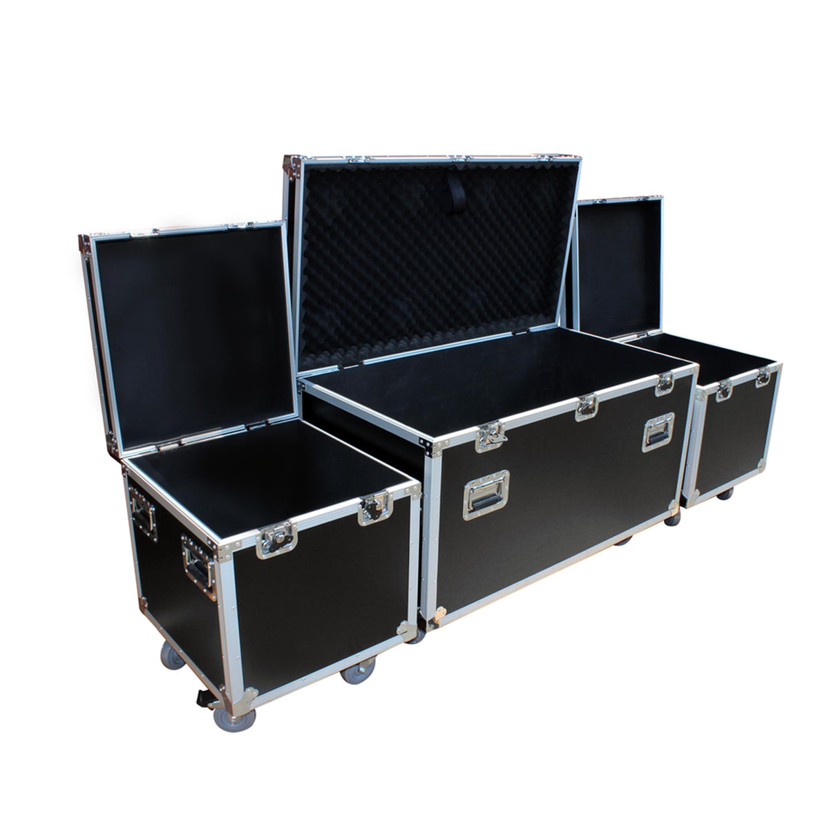 ProX Package of 3 Utility ATA Flight Travel Storage Road Case – Includes 1-Large and 2-Half Size with 4" Casters.