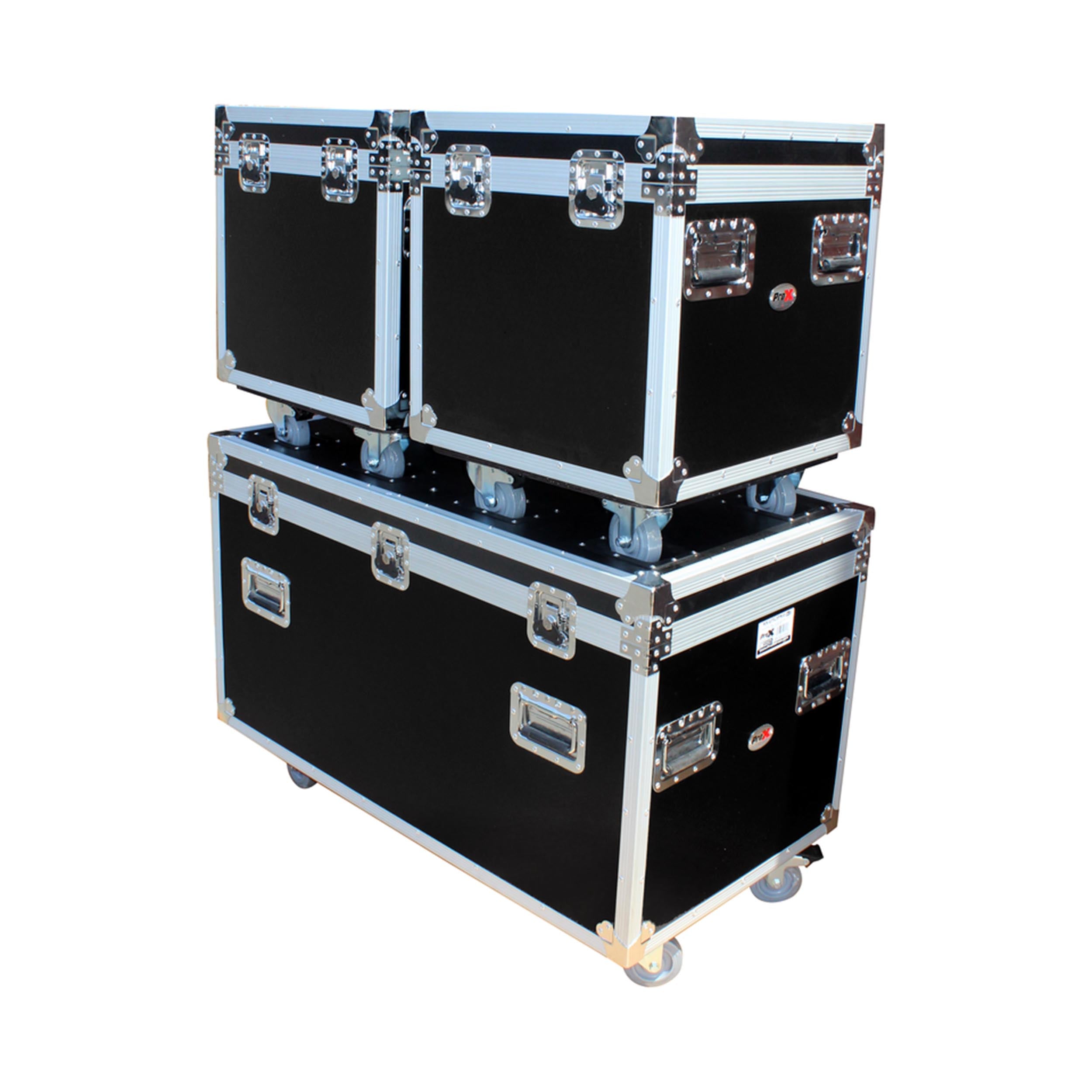 ProX Package of 3 Utility ATA Flight Travel Storage Road Case – Includes 1-Large and 2-Half Size with 4" Casters