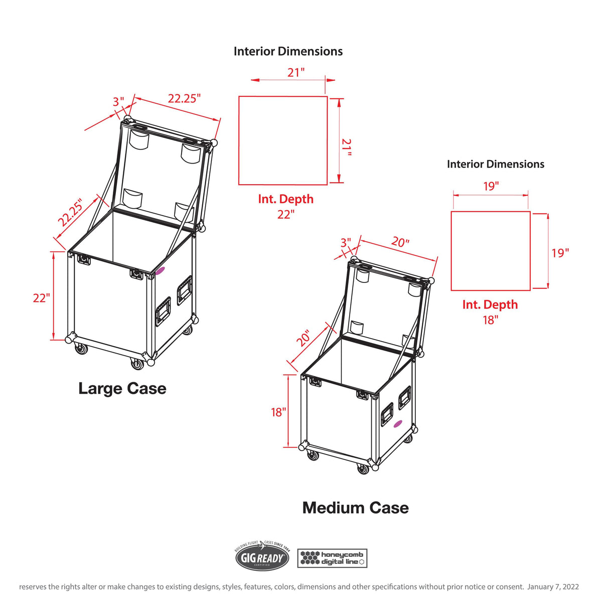 ProX Package of 2 Utility ATA Flight Travel Storage Road Case – Includes 1-Large 1-Medium with 4" Casters.