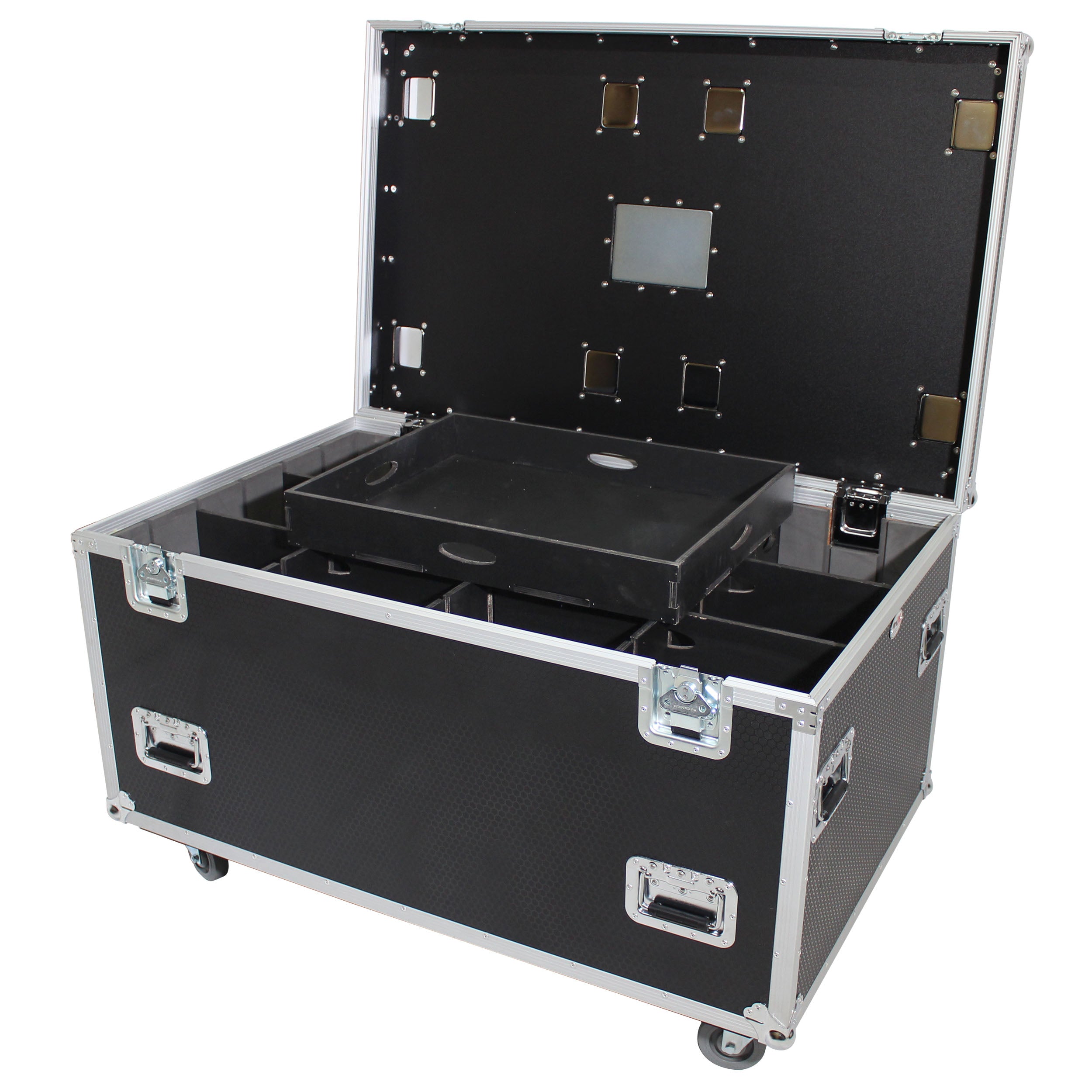 ProX TruckPax Utility ATA Flight Case Truck Storage Road Case with Dividers Tray and 4" in casters – 48"x30"x30" Ext