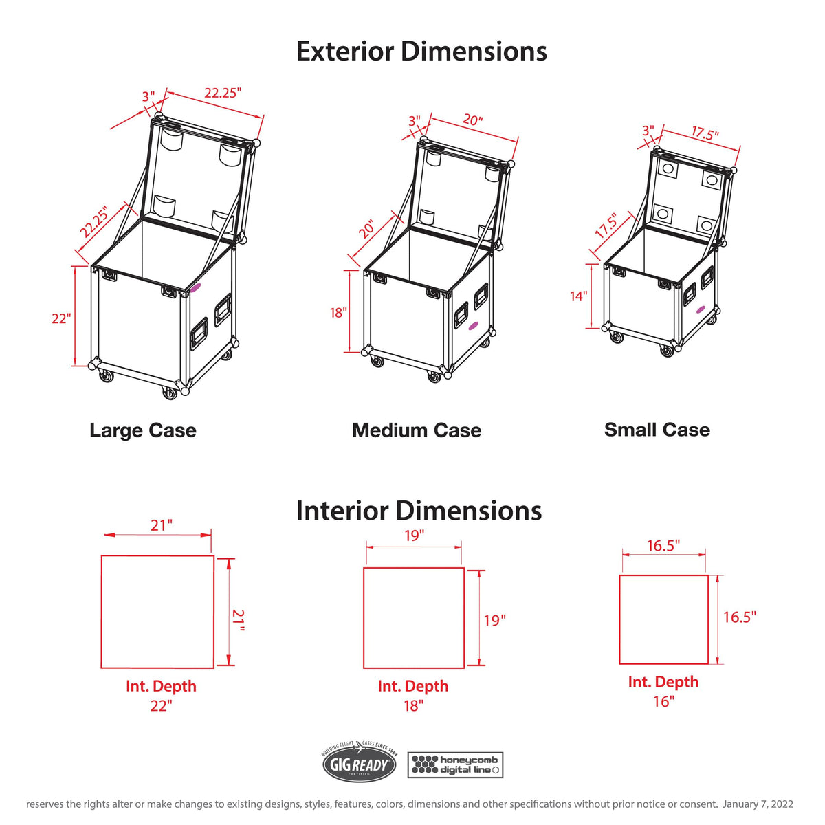 ProX Package of 3 Utility ATA Flight Travel Storage Road Case – Includes 1-Large 1-Medium 1-Small Size with 4" Casters.