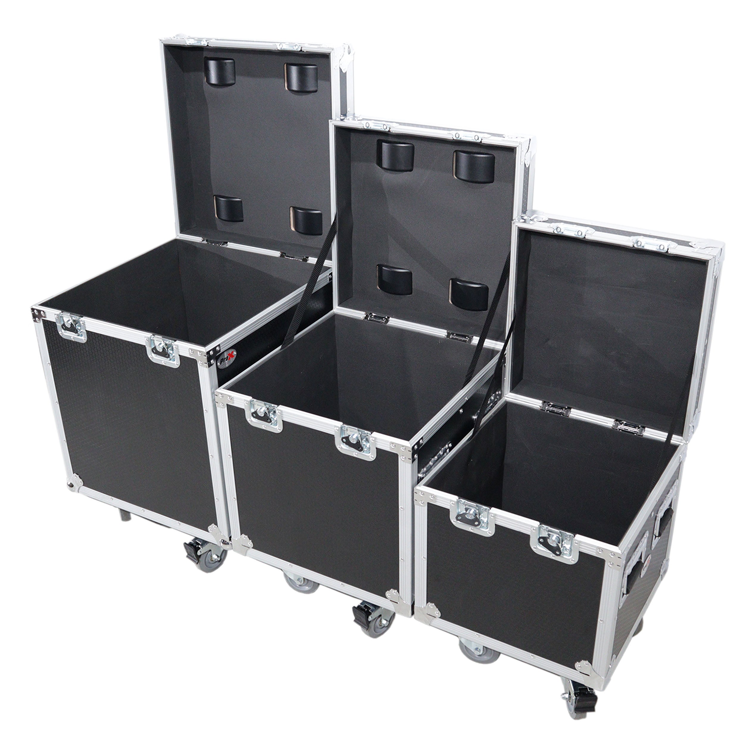 ProX Package of 3 Utility ATA Flight Travel Storage Road Case – Includes 1-Large 1-Medium 1-Small Size with 4" Casters
