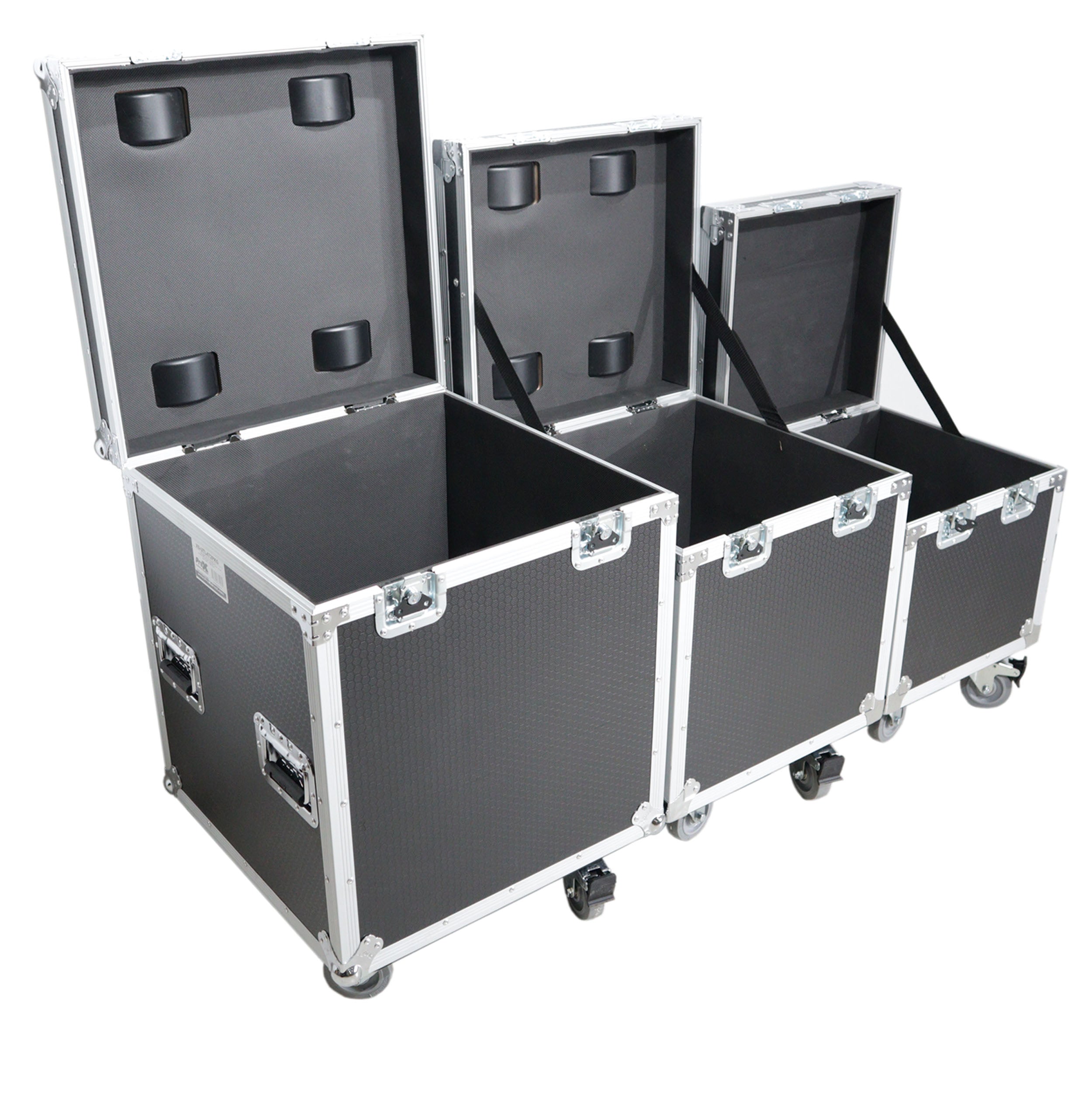 ProX Package of 3 Utility ATA Flight Travel Storage Road Case – Includes 1-Large 1-Medium 1-Small Size with 4" Casters