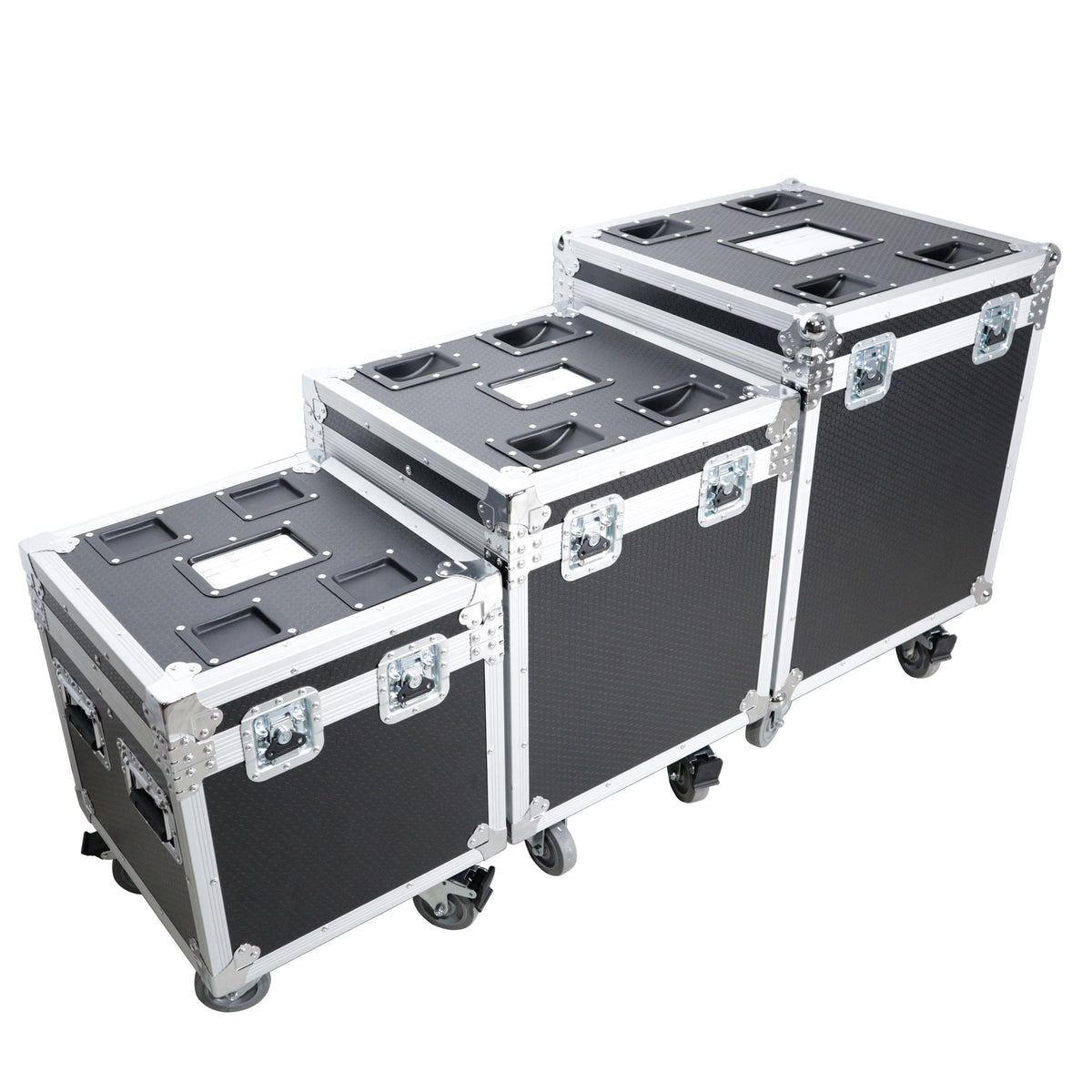 ProX Package of 3 Utility ATA Flight Travel Storage Road Case – Includes 1-Large 1-Medium 1-Small Size with 4" Casters.