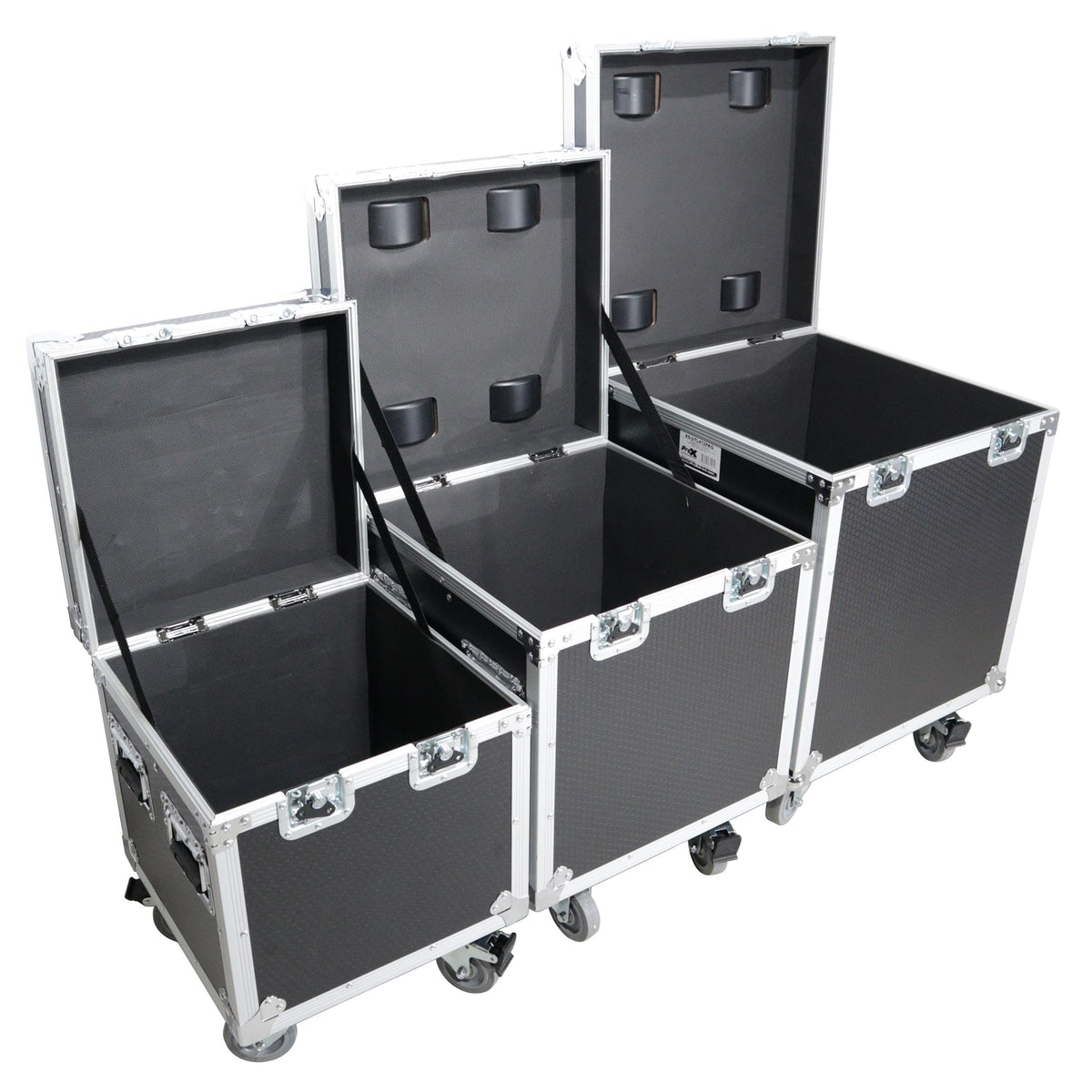 ProX Package of 3 Utility ATA Flight Travel Storage Road Case – Includes 1-Large 1-Medium 1-Small Size with 4" Casters.