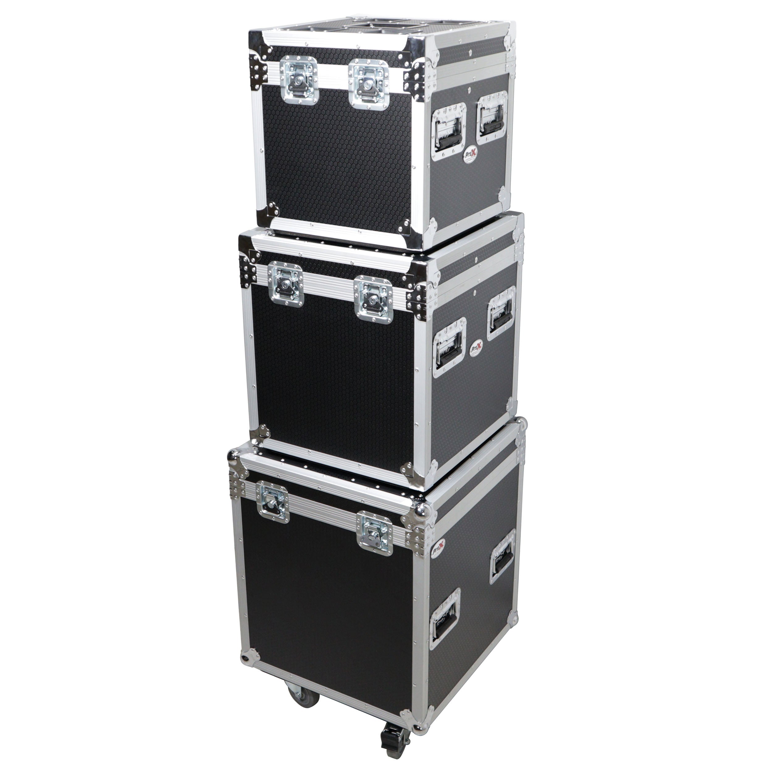 ProX Package of 3 Utility ATA Flight Travel Storage Road Case – Includes 1-Large 1-Medium 1-Small Size with 4" Casters