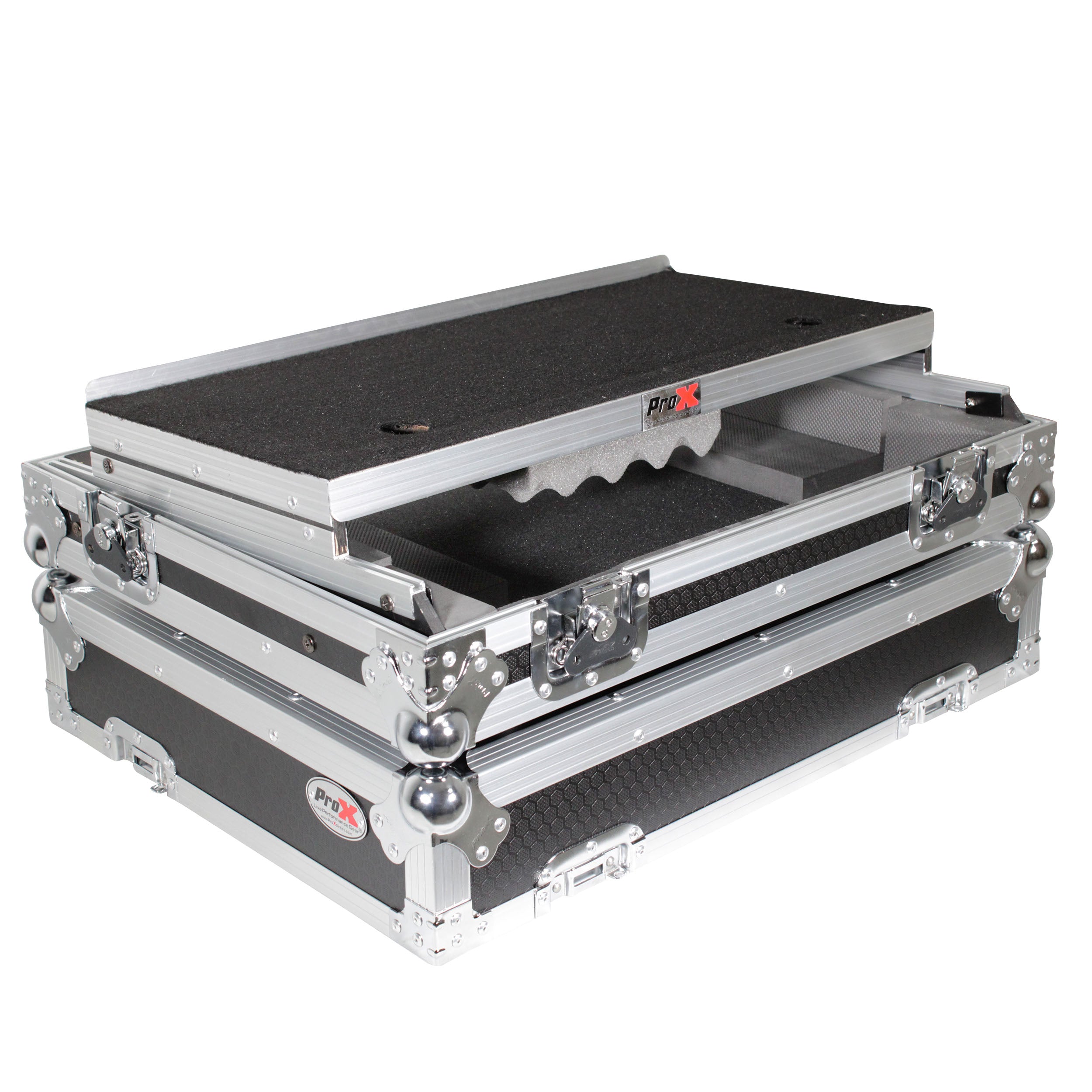 ProX Universal Flight Style Road Case for Medium Sized DJ Controllers with Sliding Laptop Shelf