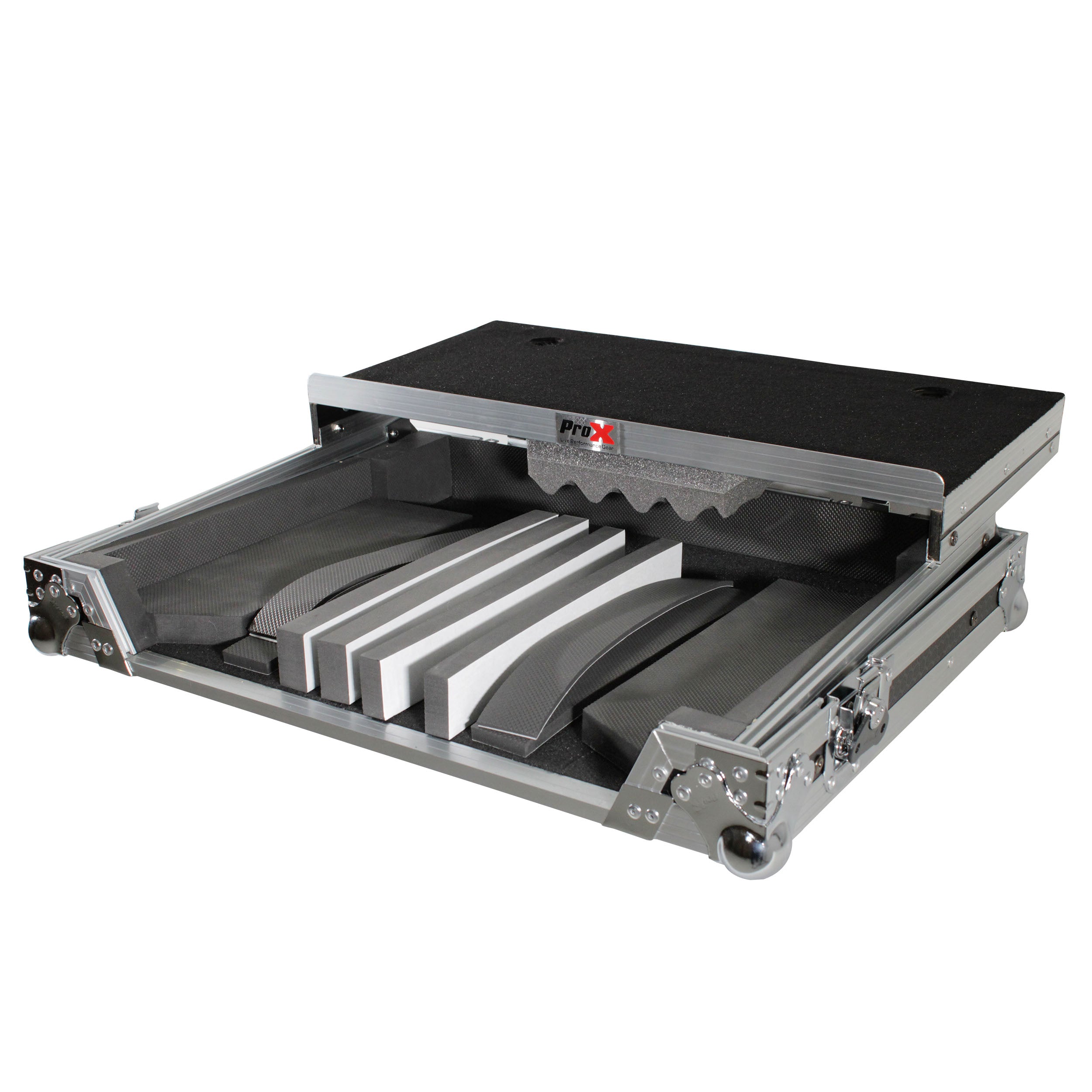 ProX Universal Flight Style Road Case for Medium Sized DJ Controllers with Sliding Laptop Shelf