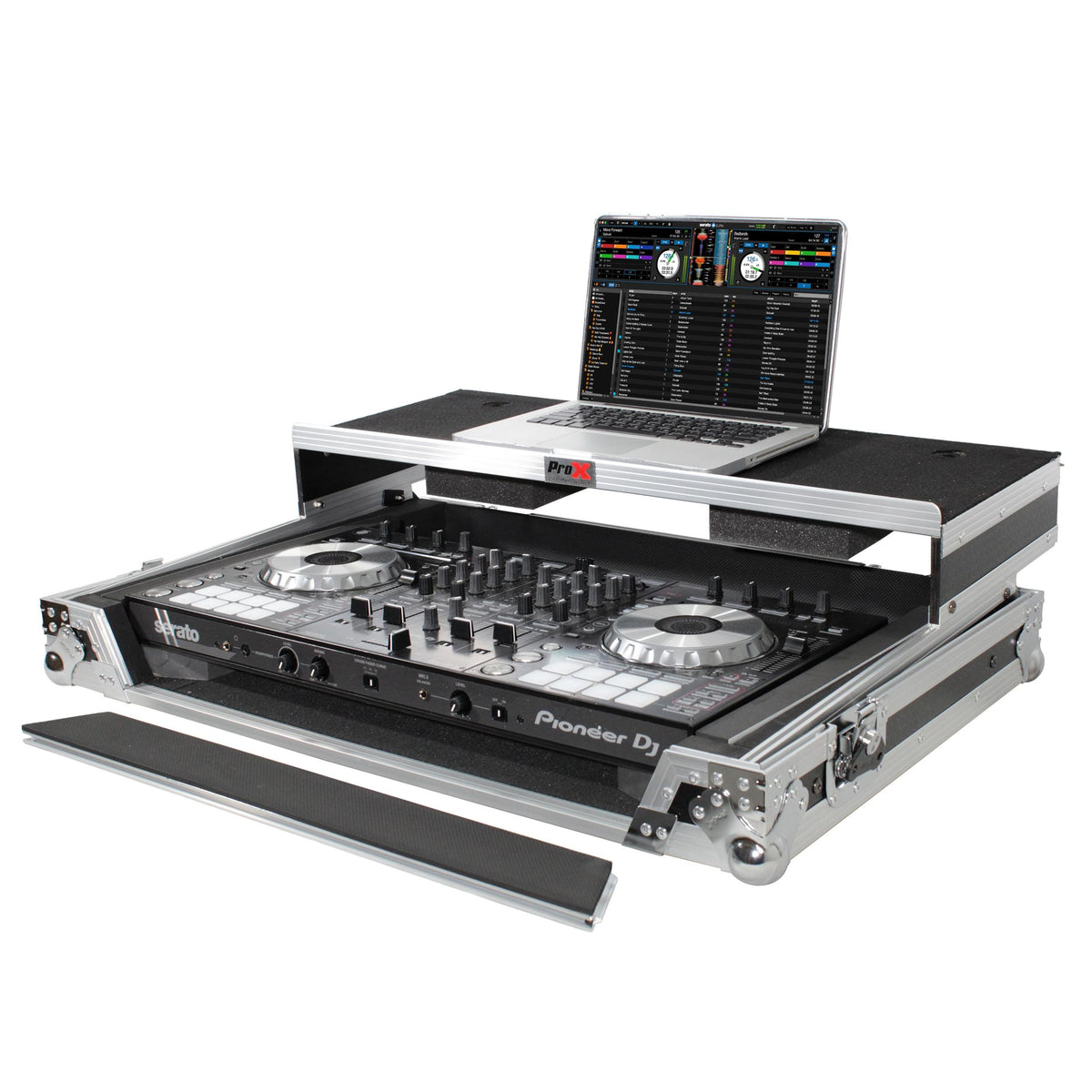 ProX Universal Flight Style Road Case for Large Sized DJ Controllers with Sliding Laptop Shelf.