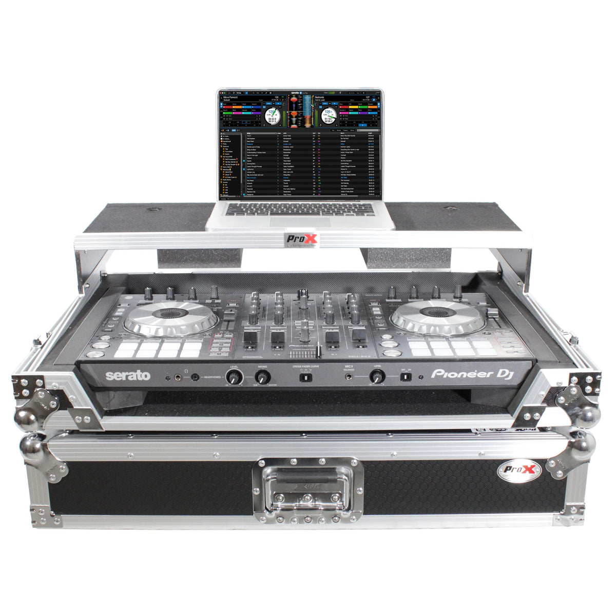 ProX Universal Flight Style Road Case for Large Sized DJ Controllers with Sliding Laptop Shelf.