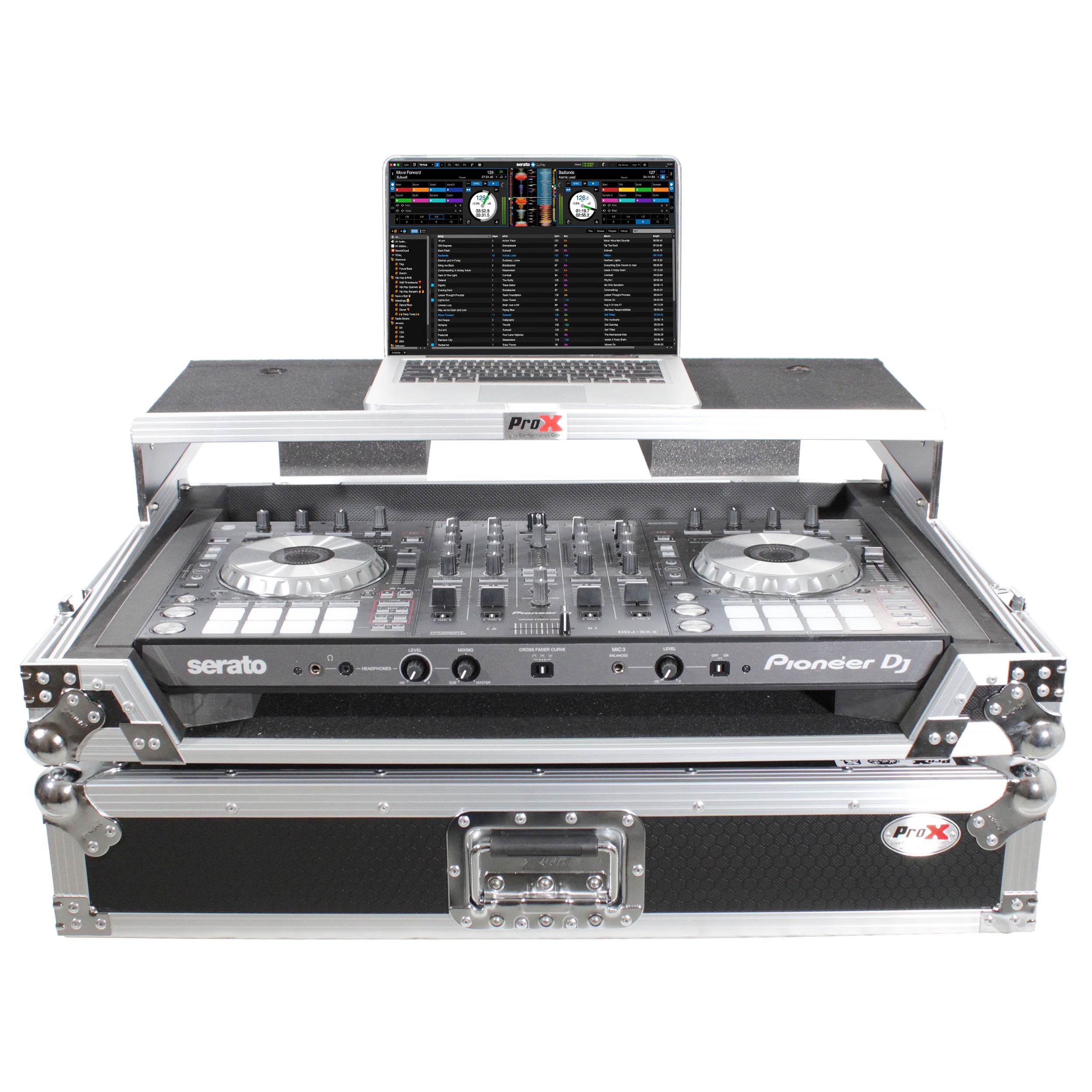 ProX Universal Flight Style Road Case for Large Sized DJ Controllers with Sliding Laptop Shelf