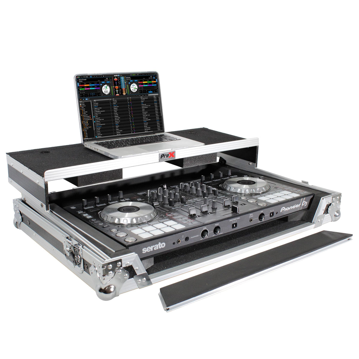 ProX Universal Flight Style Road Case for Large Sized DJ Controllers with Sliding Laptop Shelf.
