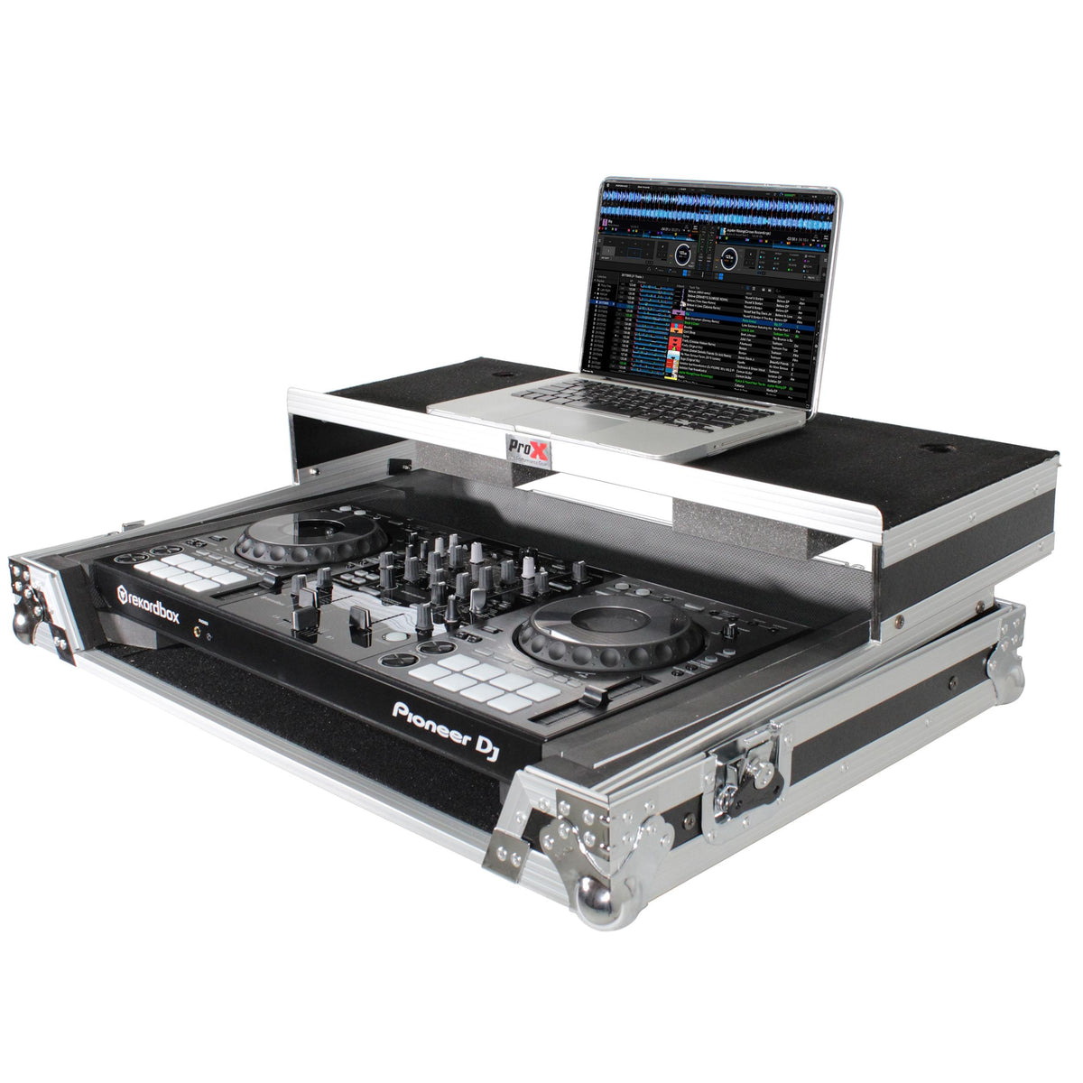 ProX Universal Flight Style Road Case for Large Sized DJ Controllers with Sliding Laptop Shelf.