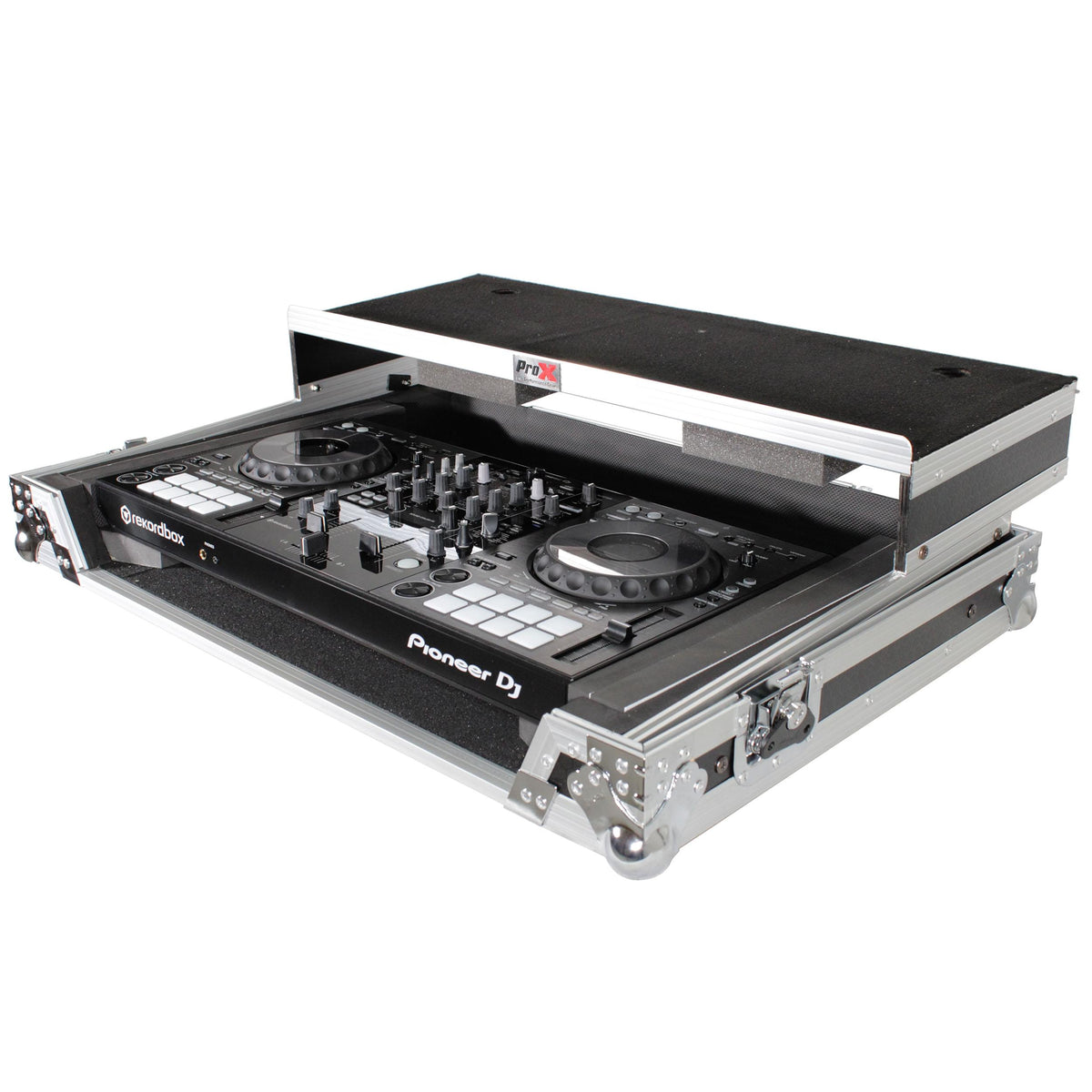 ProX Universal Flight Style Road Case for Large Sized DJ Controllers with Sliding Laptop Shelf.