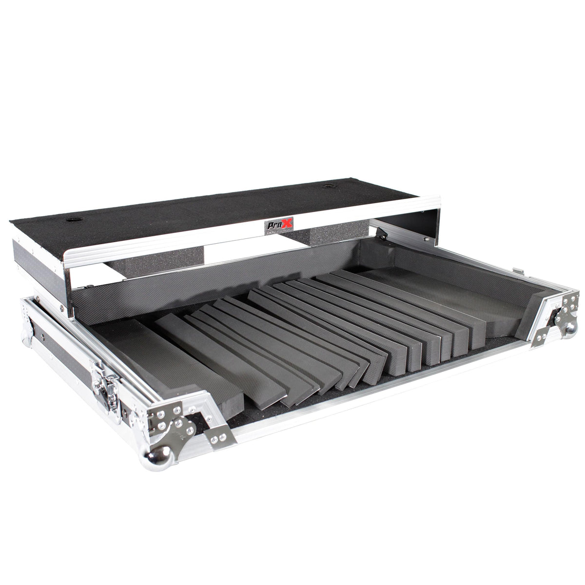 ProX Universal Flight Style Road Case for Large Sized DJ Controllers with Sliding Laptop Shelf.
