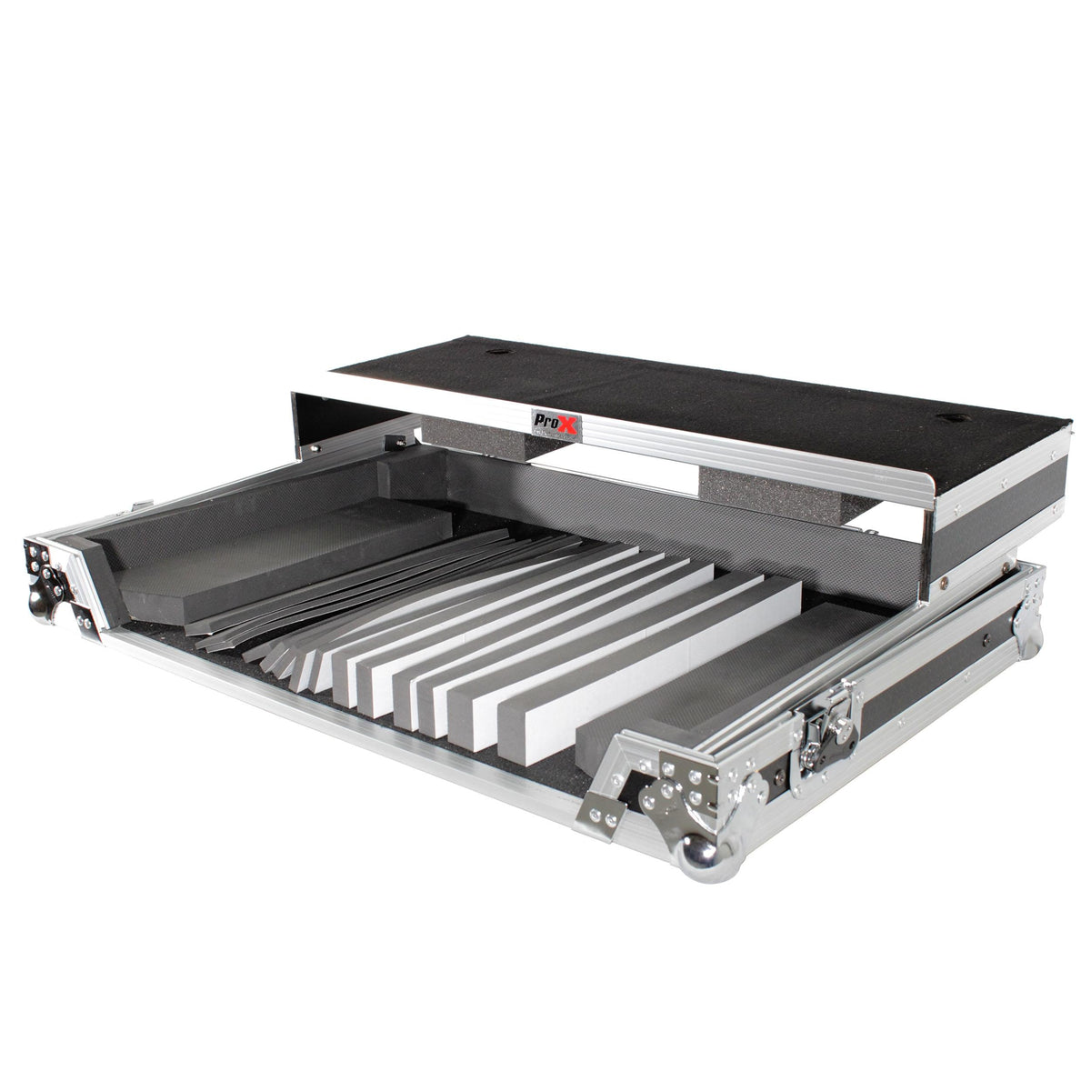 ProX Universal Flight Style Road Case for Large Sized DJ Controllers with Sliding Laptop Shelf.