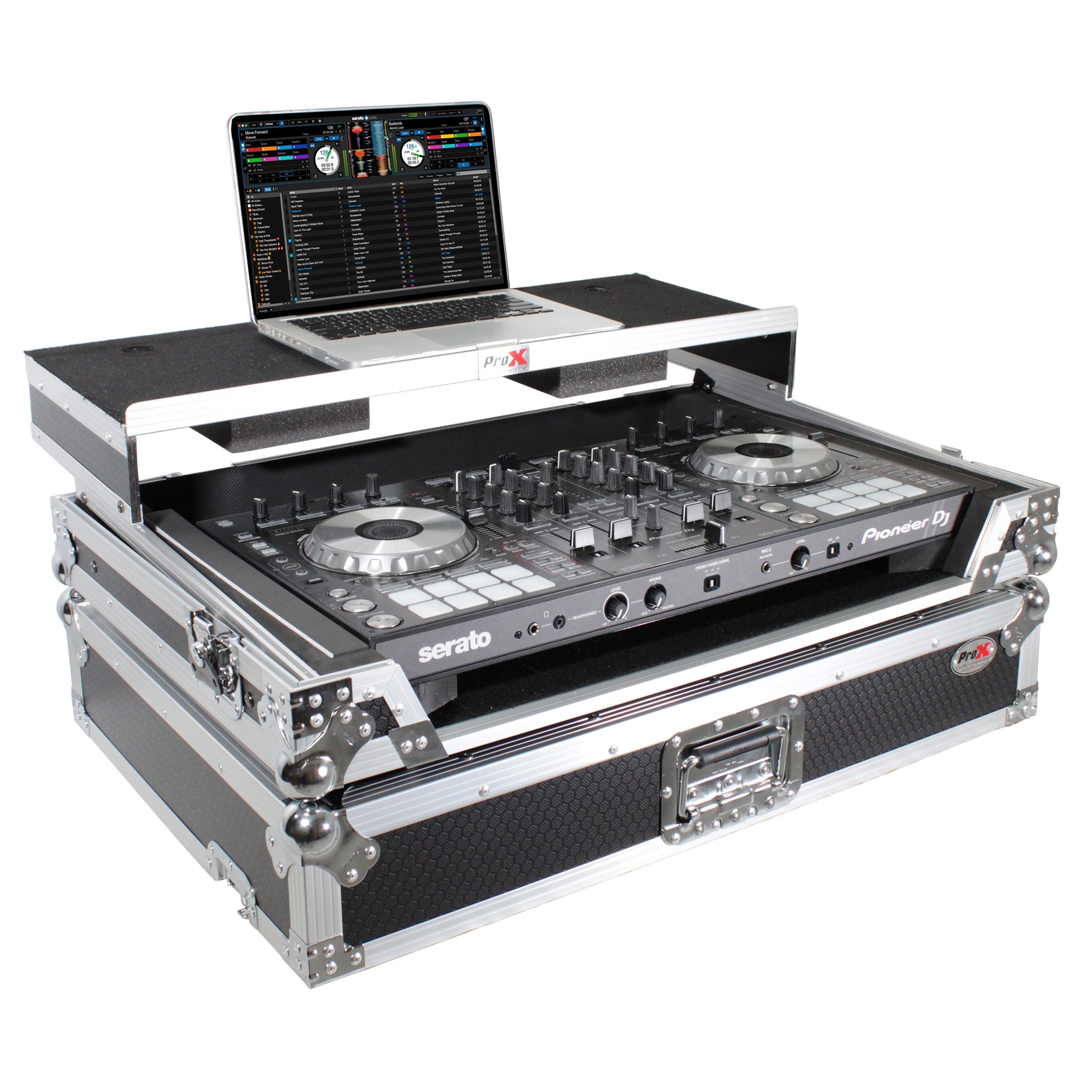 ProX Universal Flight Style Road Case for Large Sized DJ Controllers with Sliding Laptop Shelf