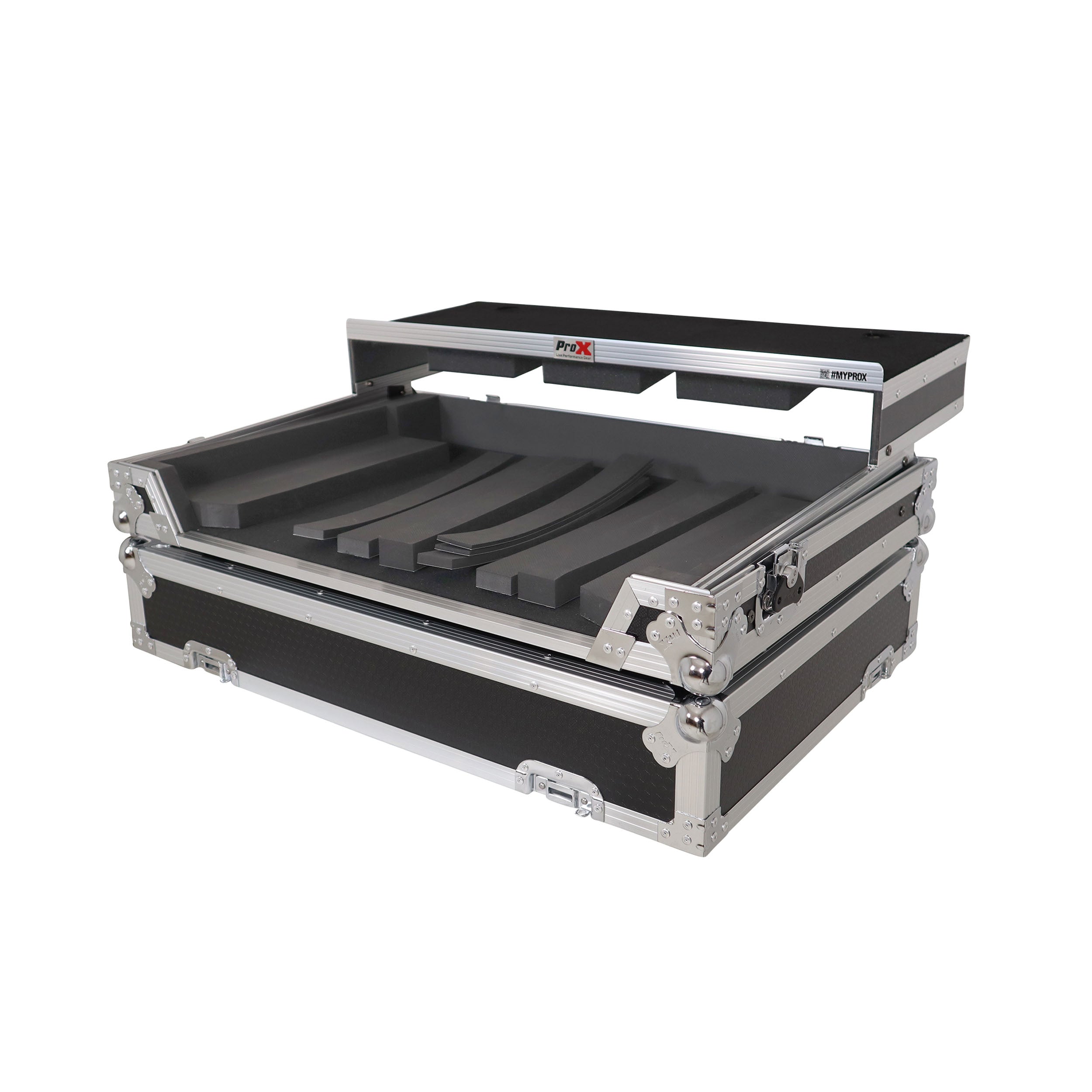 ProX Universal Flight Style Road Case for Large Sized DJ Controllers with Sliding Laptop Shelf