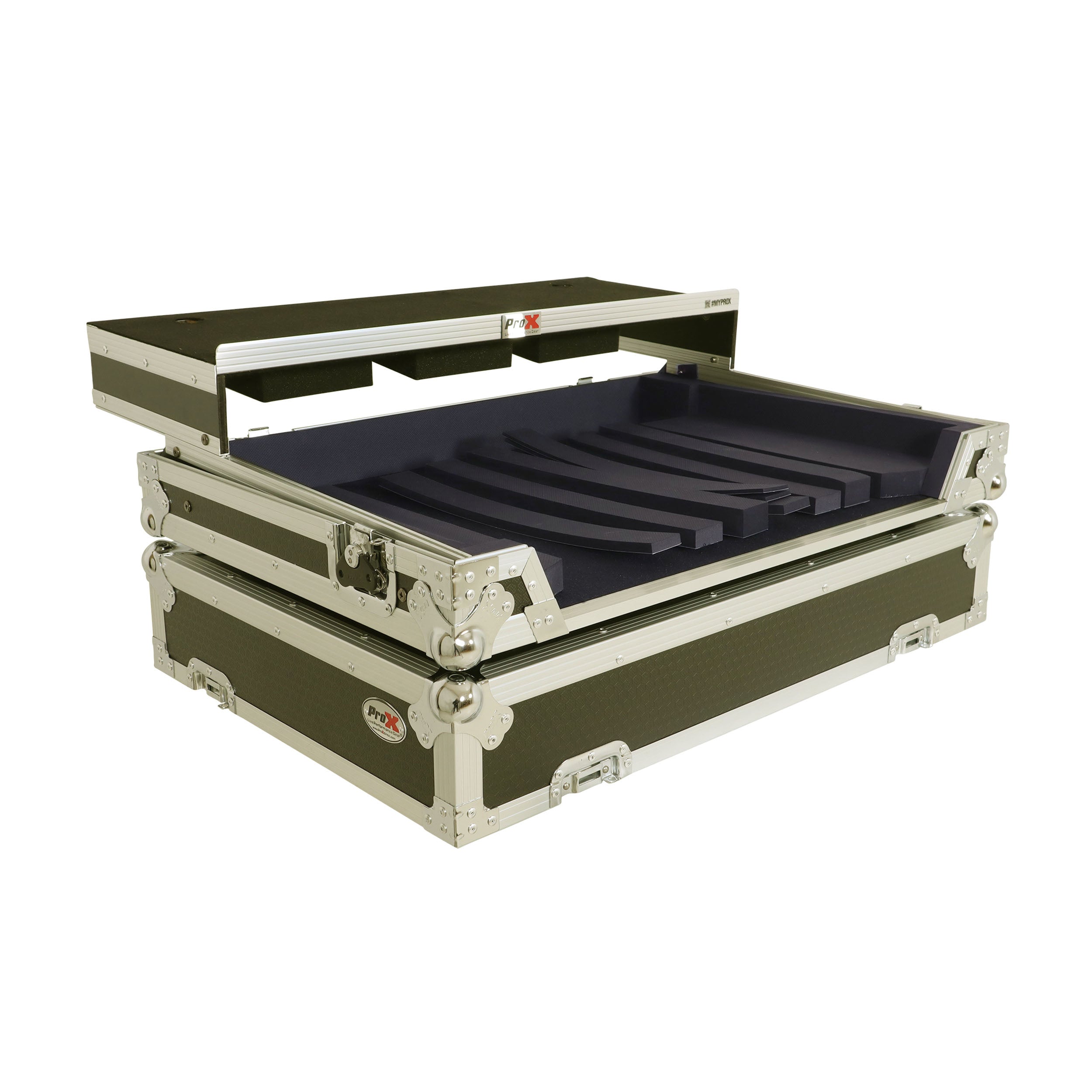 ProX Universal Flight Style Road Case for Large Sized DJ Controllers with Sliding Laptop Shelf