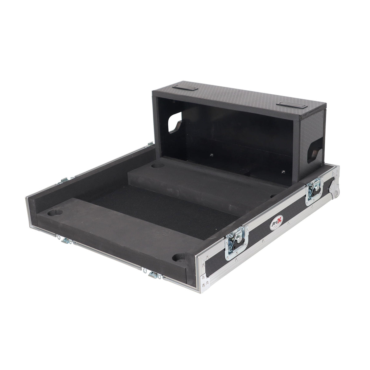 ProX ATA Digital Audio Mixer Flight Case for Waves eMotion LV1 Classic Console with Doghouse compartment and 4x Caster wheels.