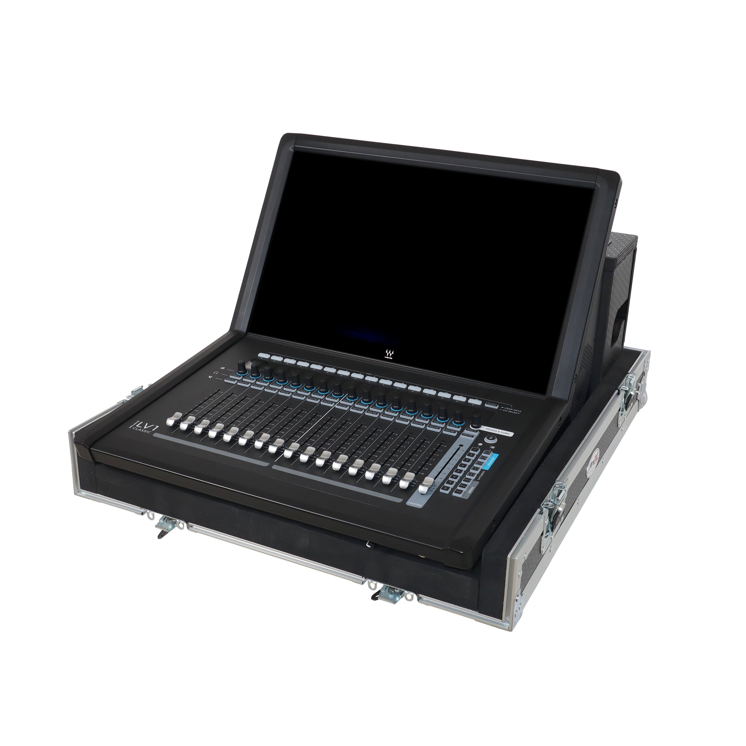 ProX ATA Digital Audio Mixer Flight Case for Waves eMotion LV1 Classic Console with Doghouse compartment and 4x Caster wheels