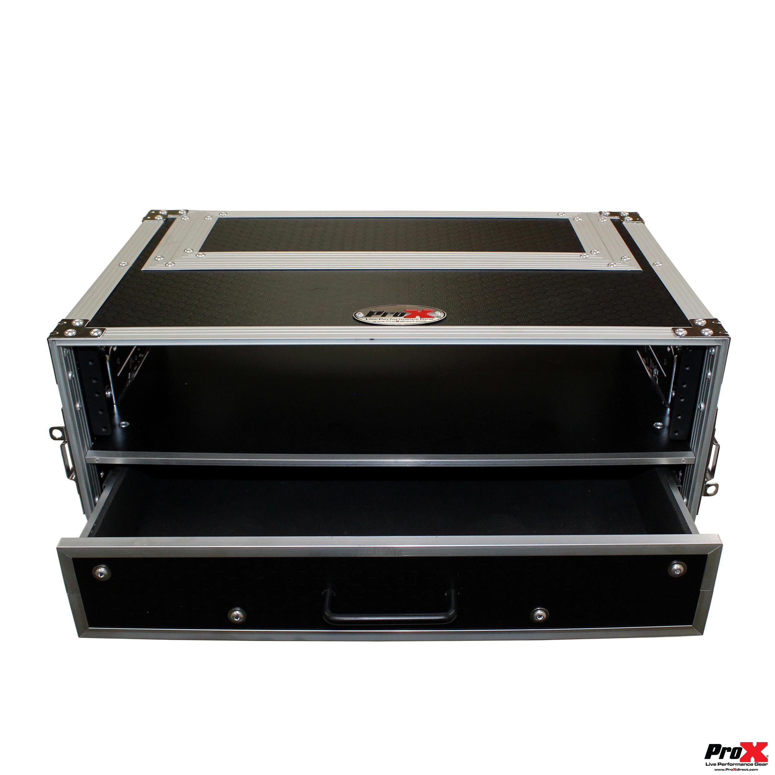 ProX Flight Case ATA Style Rack Case 12 In. Deep 2U W-2U Drawer