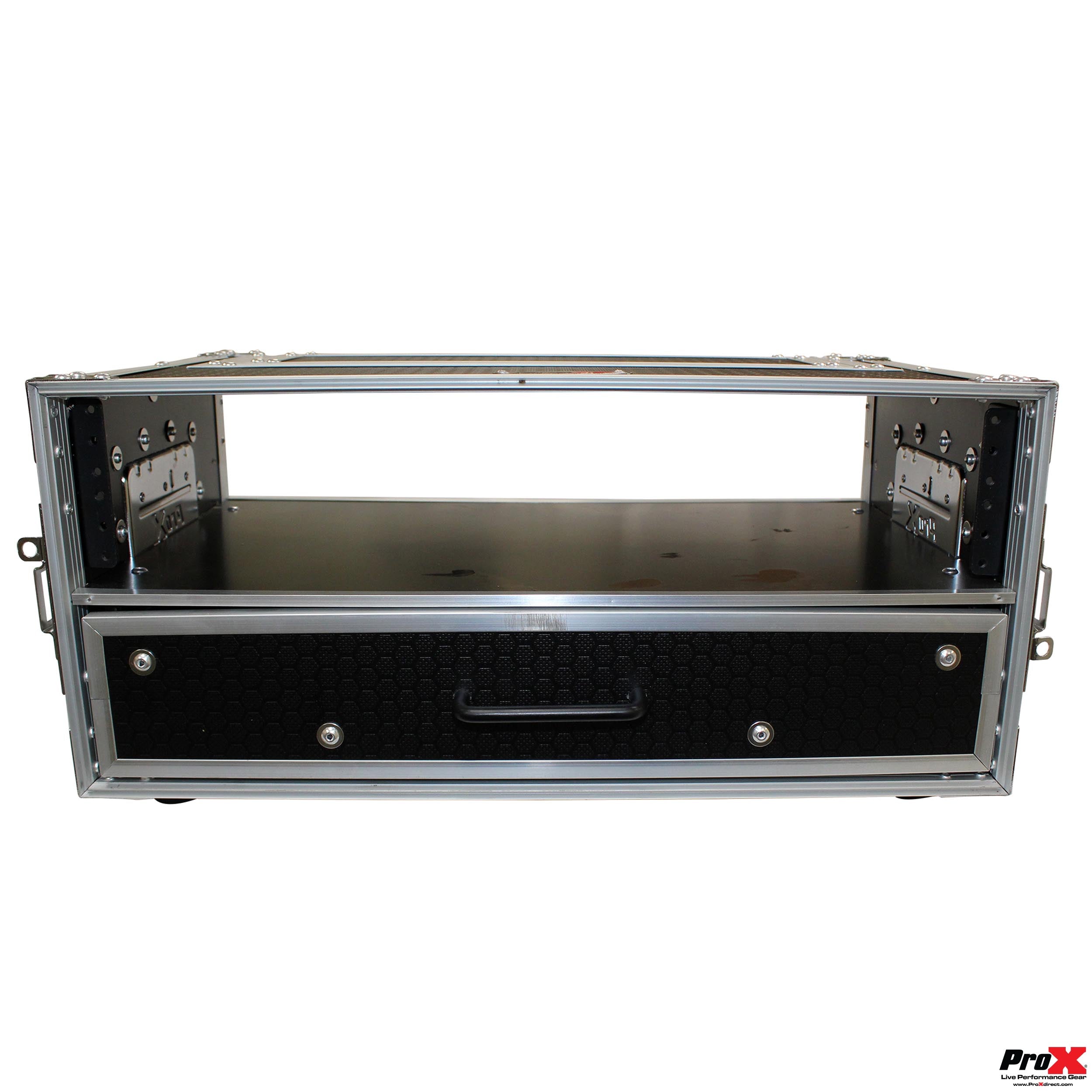 ProX Flight Case ATA Style Rack Case 12 In. Deep 2U W-2U Drawer