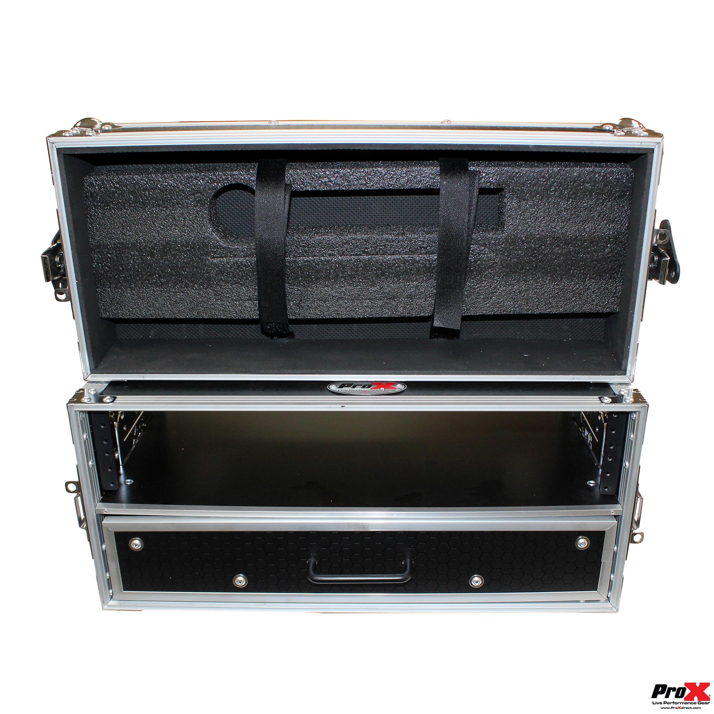 ProX Flight Case ATA Style Rack Case 12 In. Deep 2U W-2U Drawer