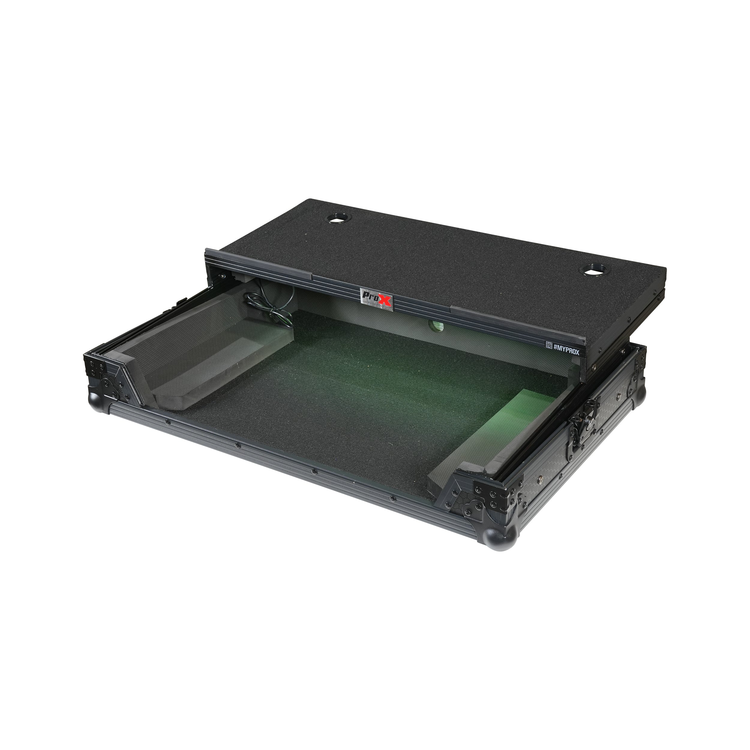 ProX XS-XDJANLTBLLED ATA Flight Case for AlphaTheta XDJ-AN DJ Controller with Laptop Shelf and RGB LED All Black