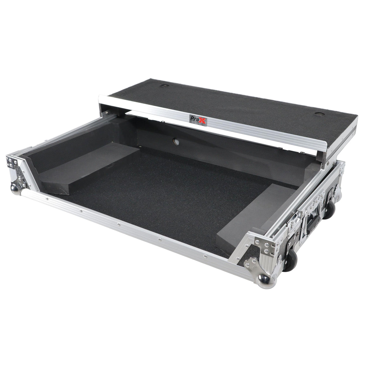 ProX ATA Style Flight Case for Pioneer DDJ-REV7 DJ Controller with Laptop Shelf Wheels and 1U Rackspace.
