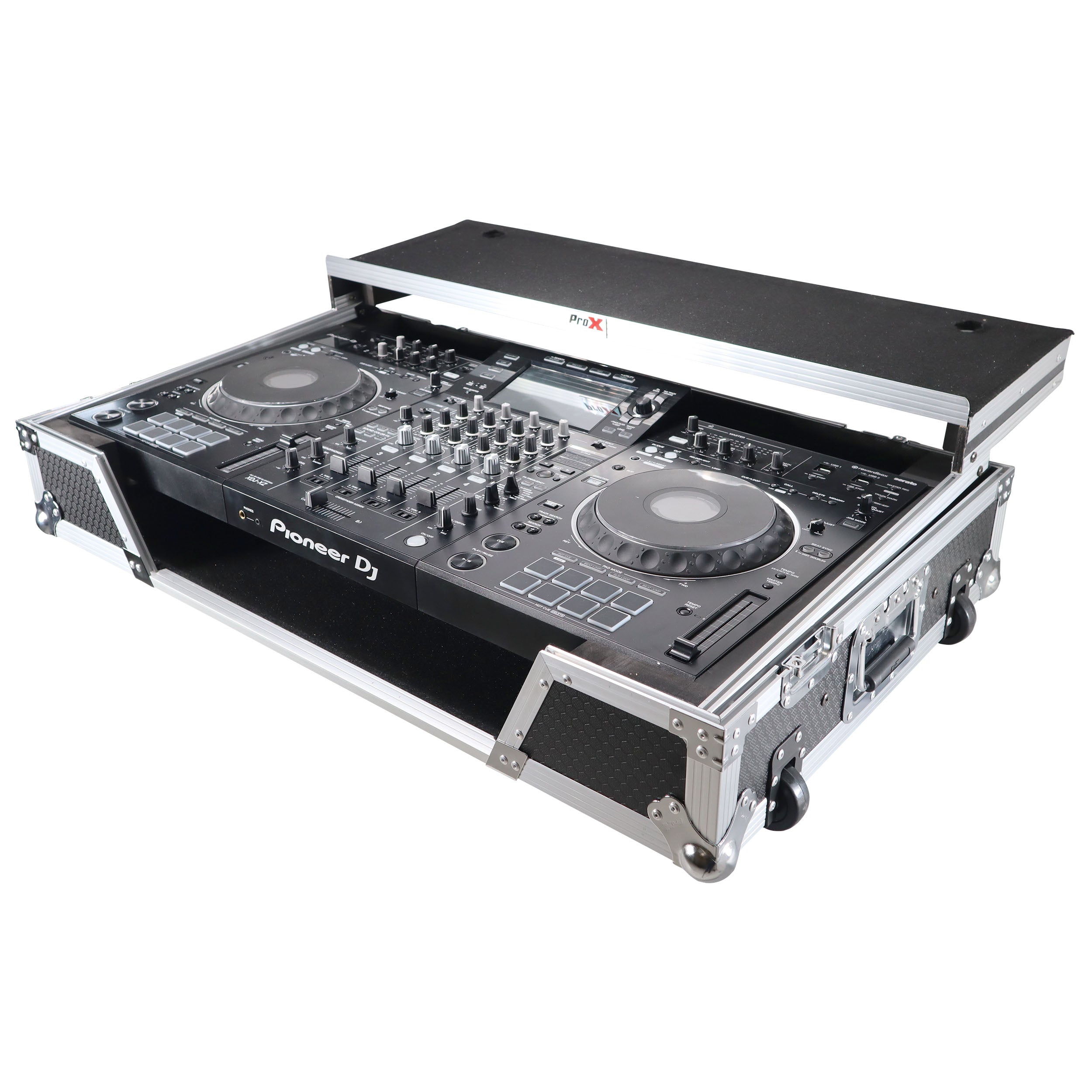ProX ATA Flight Case For Pioneer XDJ-XZ DJ Controller with Laptop Shelf 1U Rack Space and Wheels
