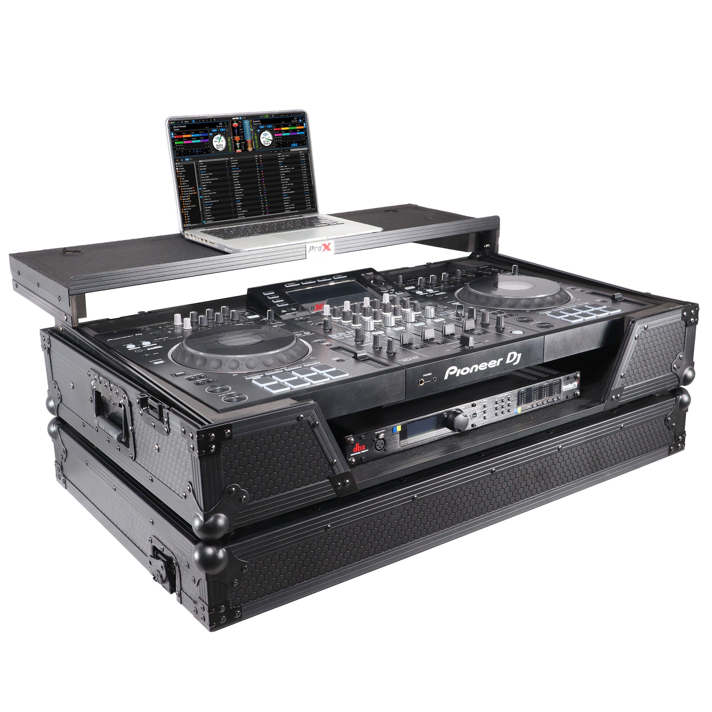 ProX ATA Flight Case For Pioneer XDJ-XZ DJ Controller with Laptop Shelf 1U Rack Space and Wheels - Black
