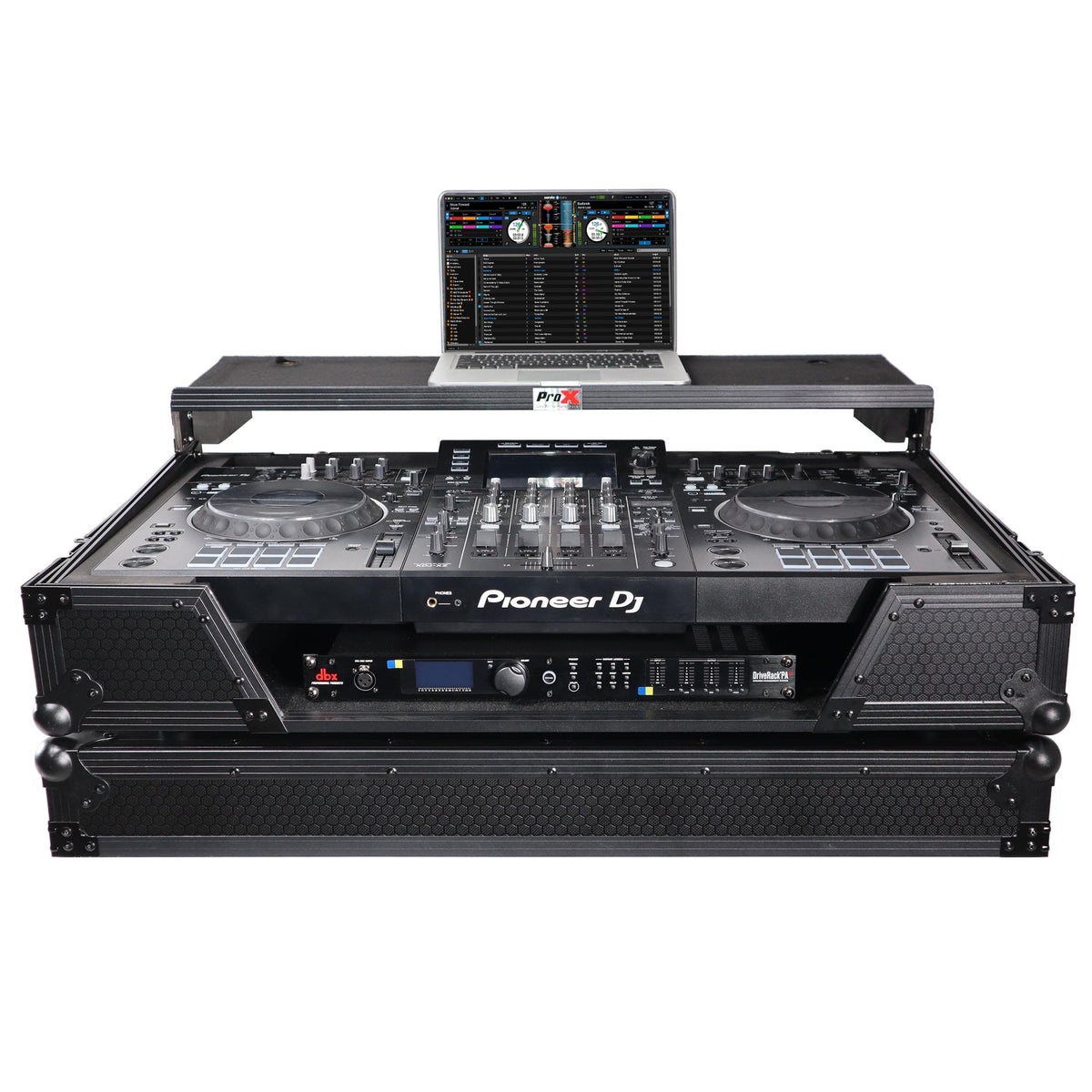 ProX ATA Flight Case For Pioneer XDJ-XZ DJ Controller with Laptop Shelf 1U Rack Space and Wheels - Black.