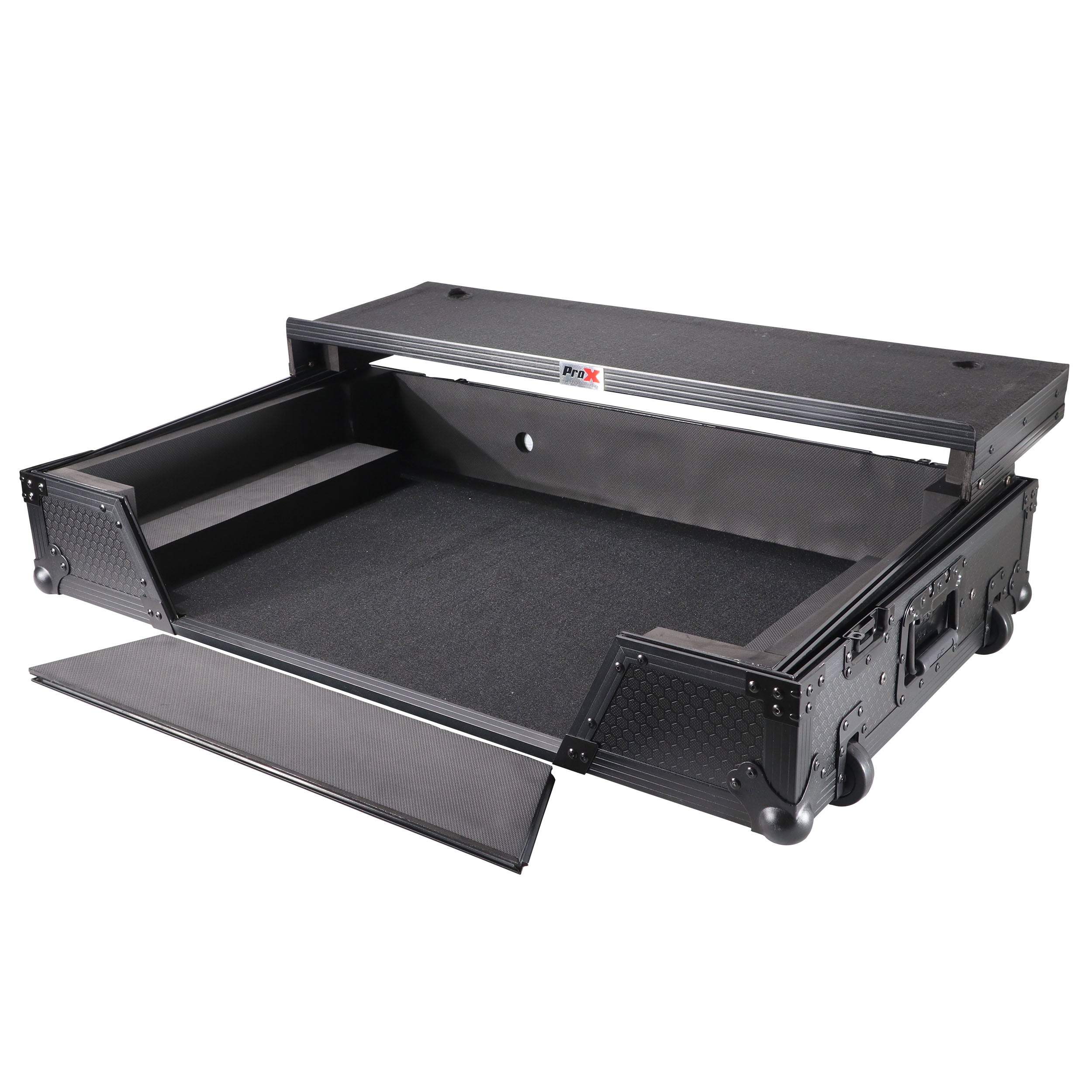 ProX ATA Flight Case For Pioneer XDJ-XZ DJ Controller with Laptop Shelf 1U Rack Space and Wheels - Black