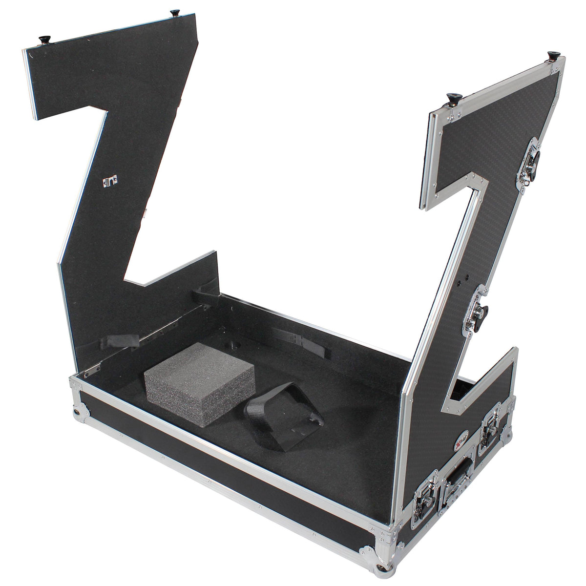 ProX Z-Table Jr Folding DJ Table Mobile Workstation Flight Case Style with Handles and Wheels.