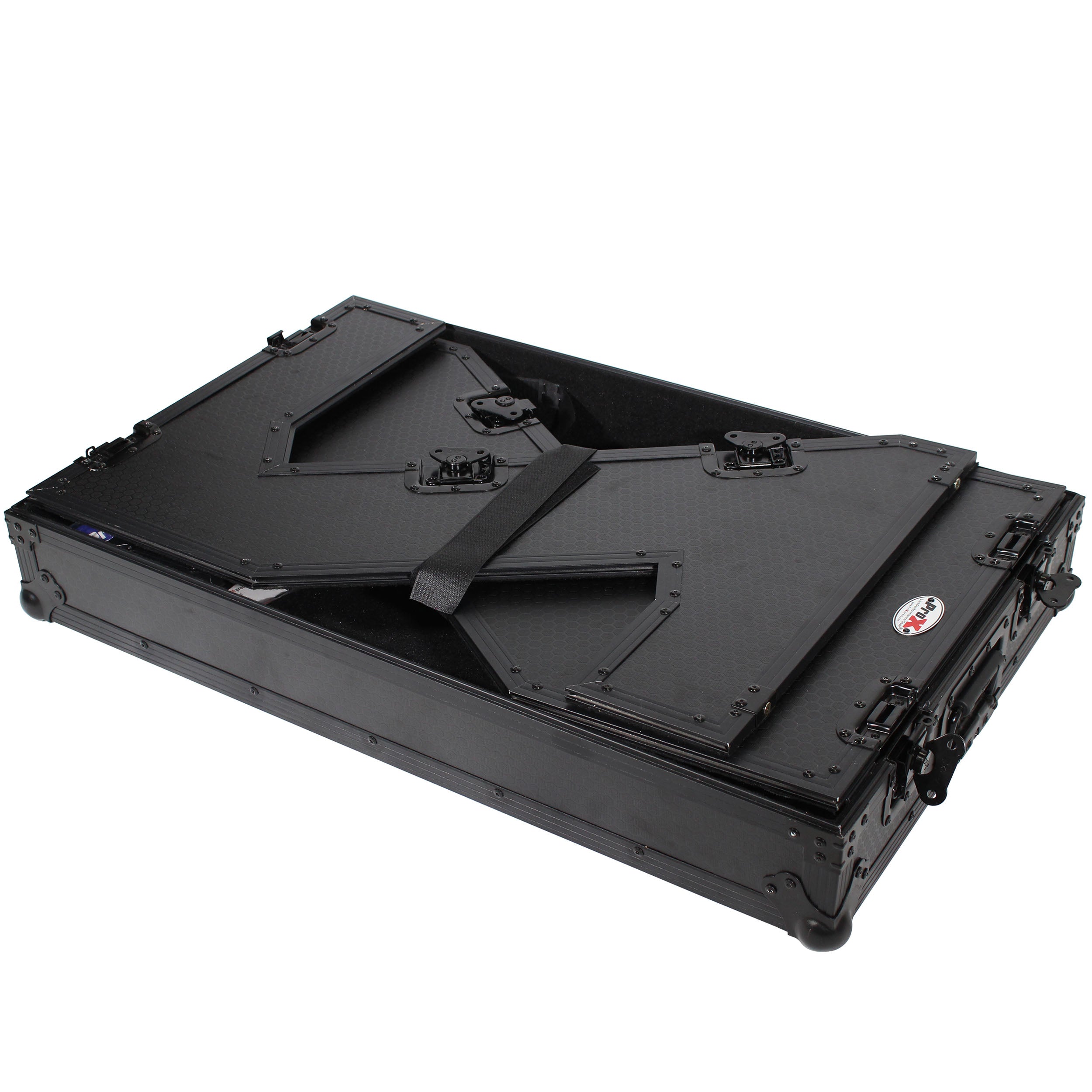 ProX Z-Table Jr Folding DJ Table Mobile Workstation Flight Case Style with Handles and Wheels - Black Finish