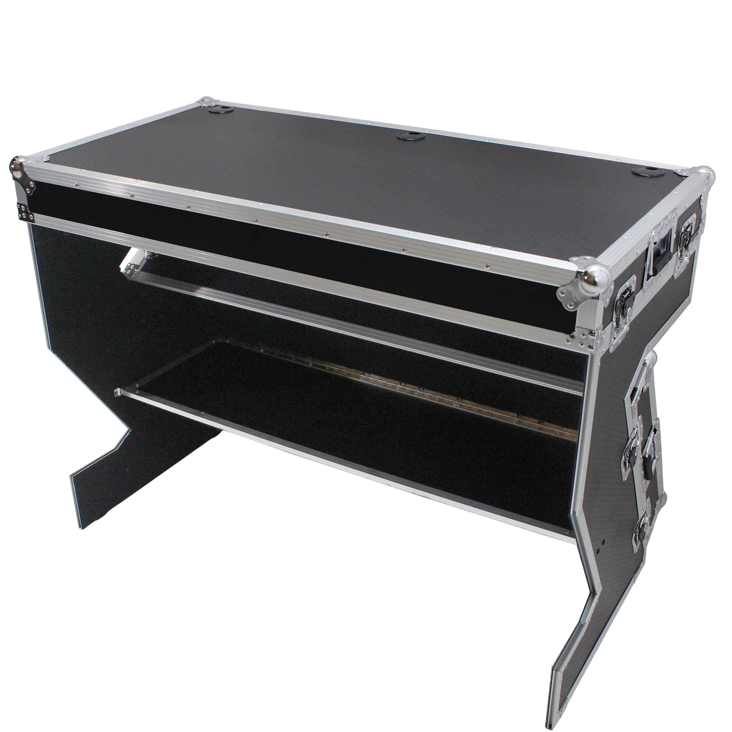 ProX Z-Table Folding DJ Table Mobile Workstation Flight Case Style with Handles and Wheels