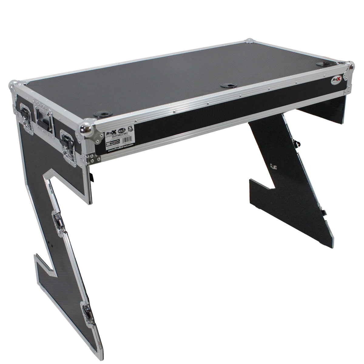 ProX Z-Table Folding DJ Table Mobile Workstation Flight Case Style with Handles and Wheels.