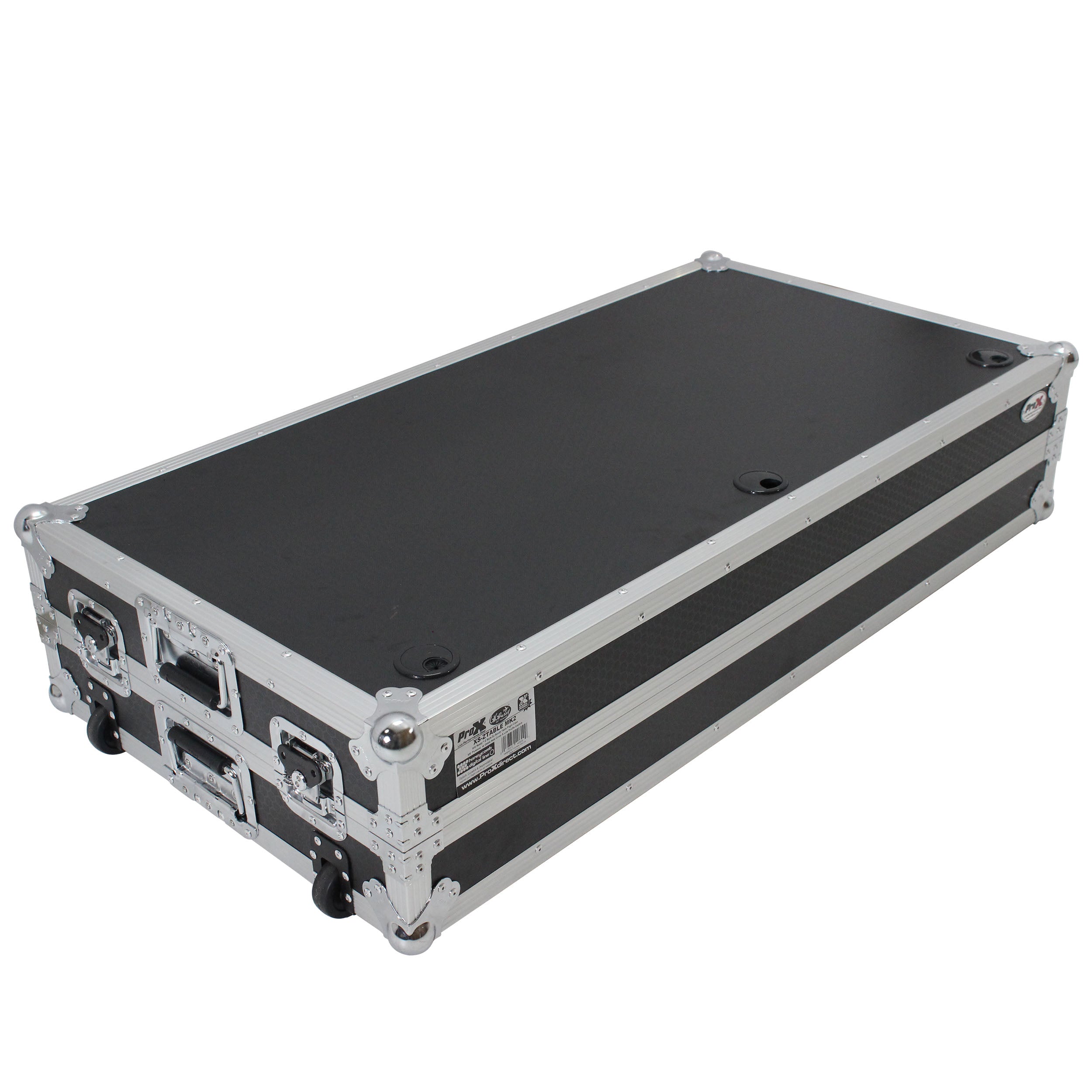 ProX Z-Table Folding DJ Table Mobile Workstation Flight Case Style with Handles and Wheels