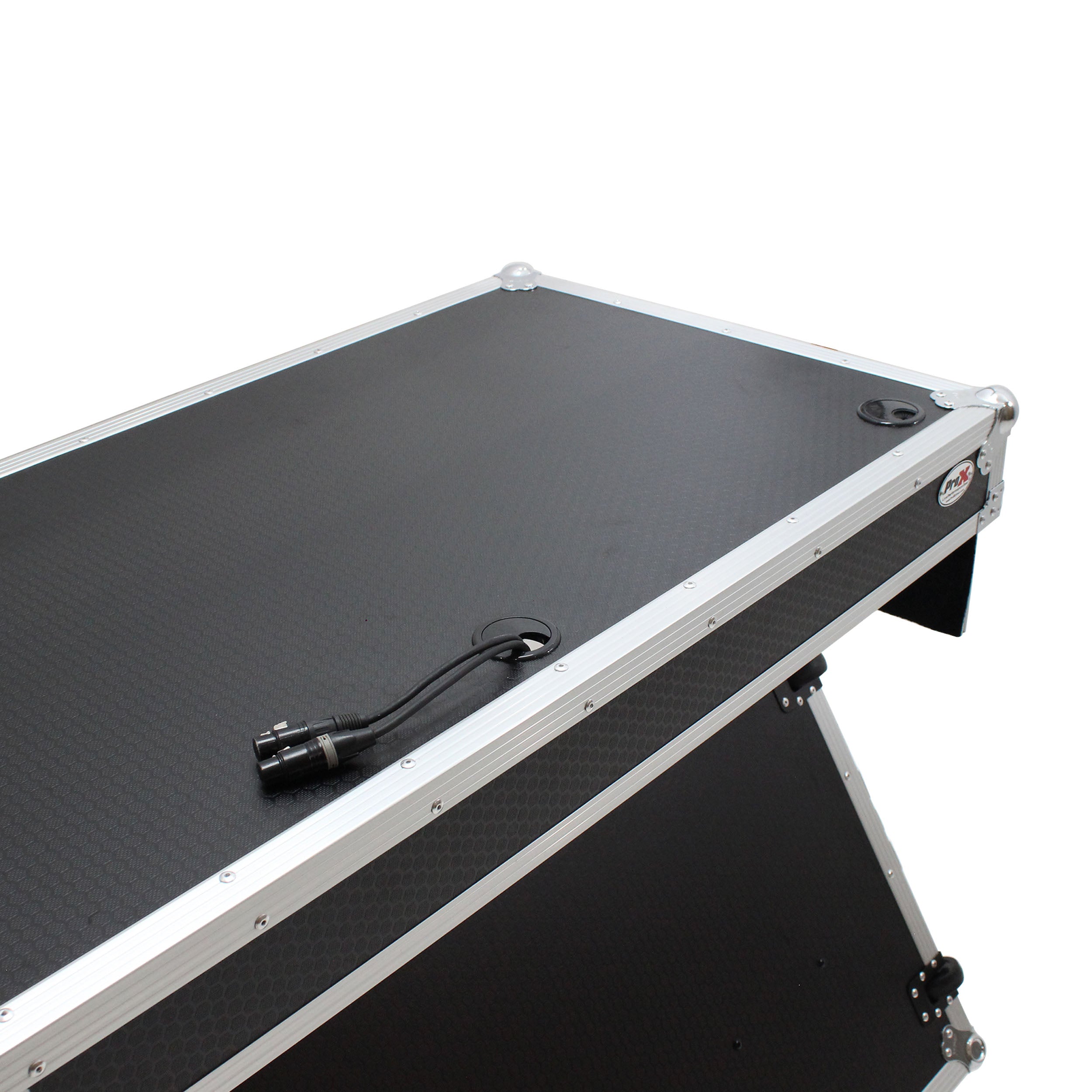 ProX Z-Table Folding DJ Table Mobile Workstation Flight Case Style with Handles and Wheels