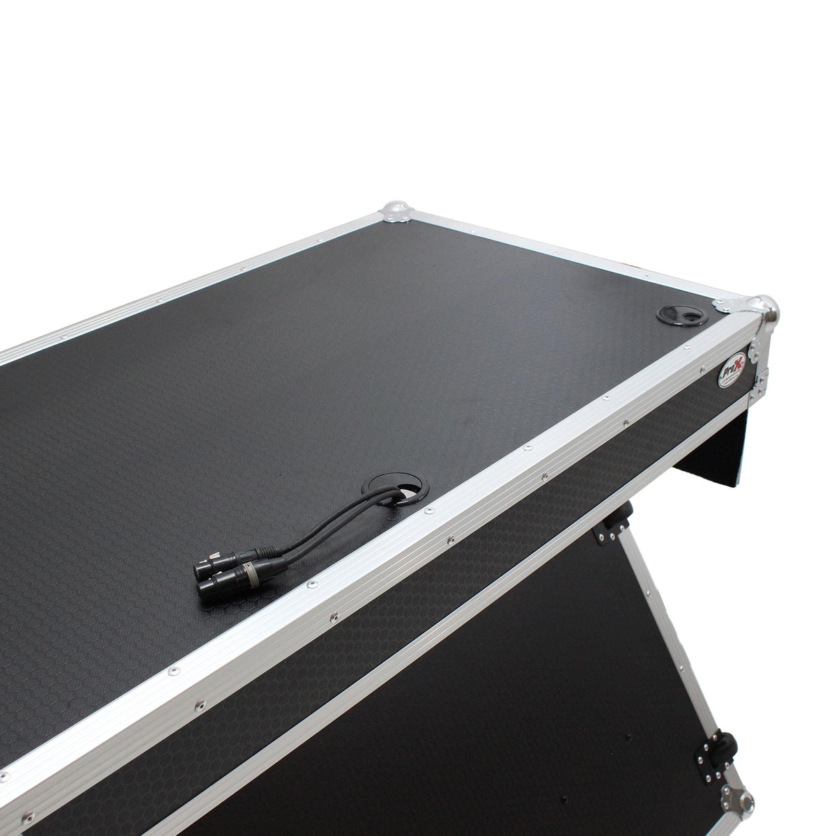 ProX Z-Table Folding DJ Table Mobile Workstation Flight Case Style with Handles and Wheels.