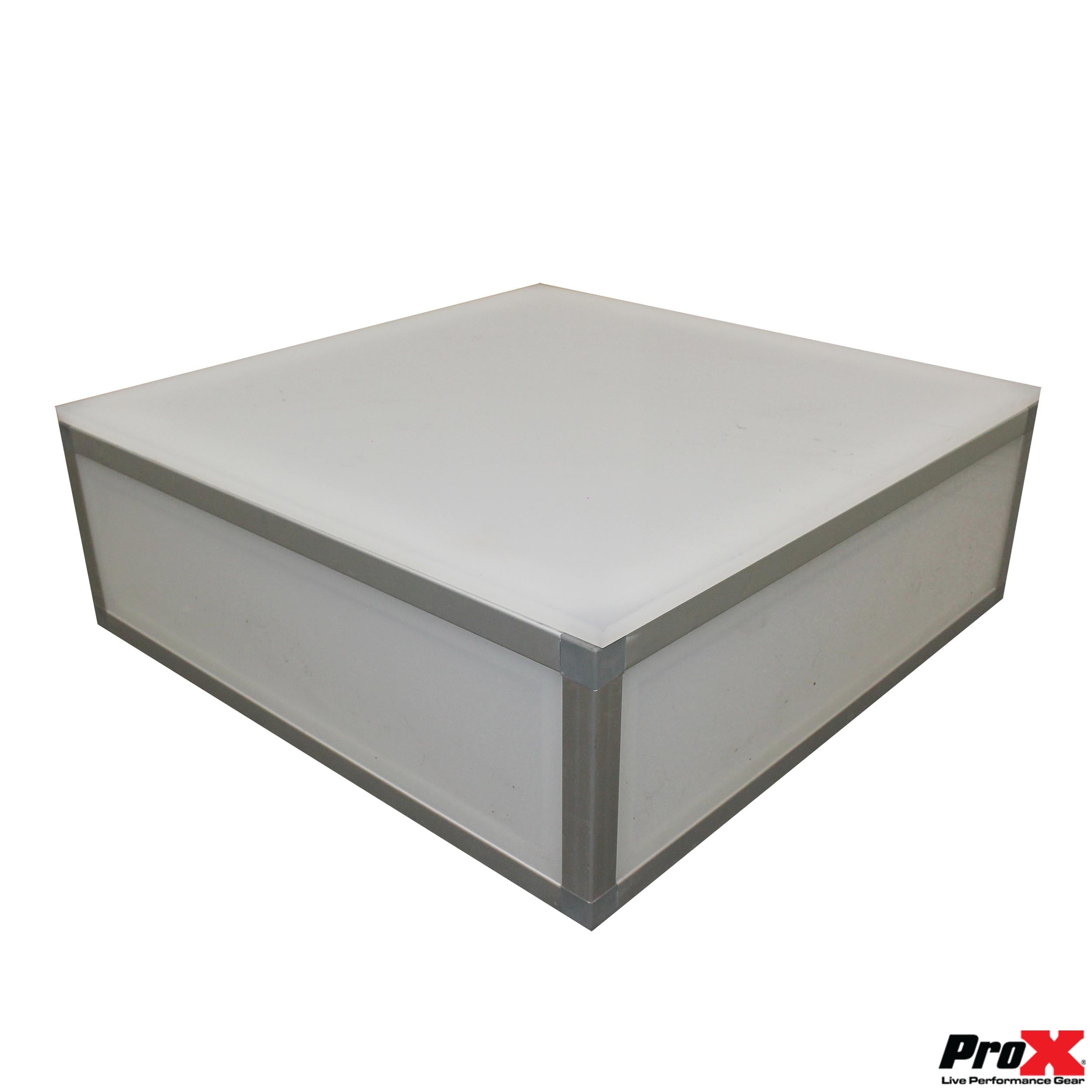 ProX Lumo Stage Acrylic Stage 2'x'2x8" Platform Cube Light Box Section for Disco Style Dance Floor - Includes 2 side Panels