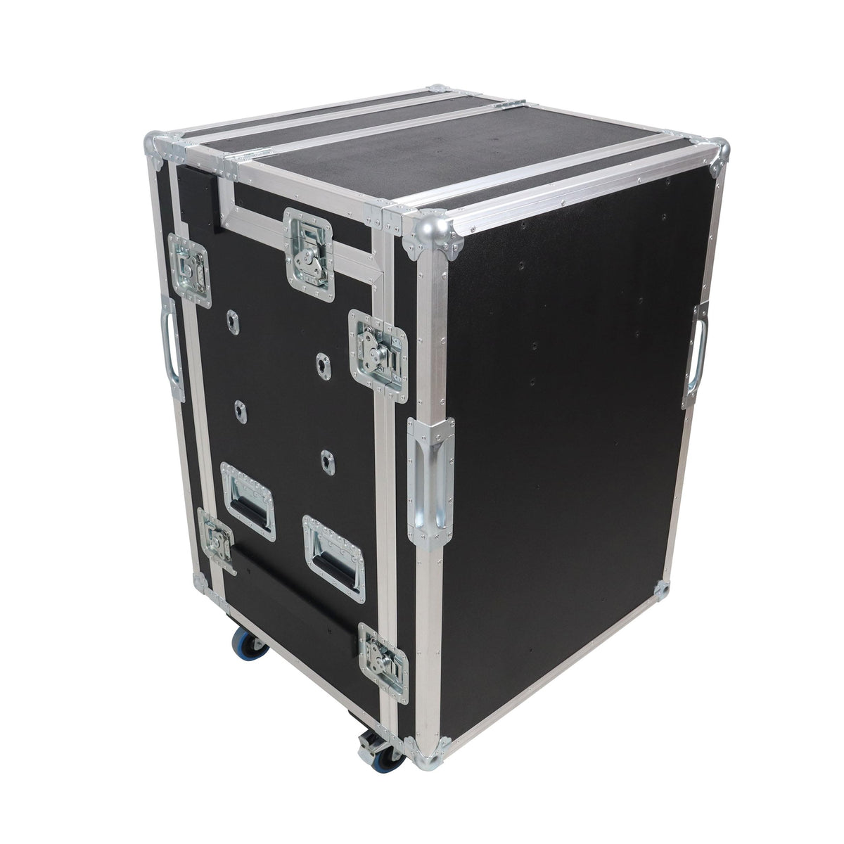 ProX Video Control Workstation Flight Case 16U + 5U Rack with Dual Side Tables & Triple Monitor Mount by Santosom.