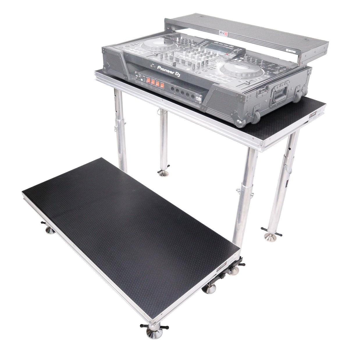 ProX StageQ 2 ft x 4 ft Stage Deck w/ 4 Adjustable 28–48 inch Legs.