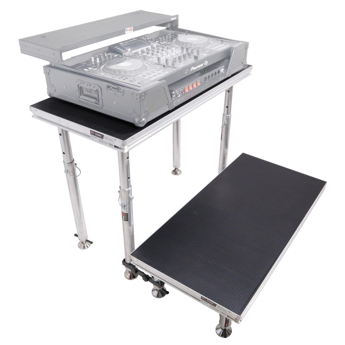 ProX StageQ 2 ft x 4 ft Stage Deck w/ 4 Adjustable 28–48 inch Legs.